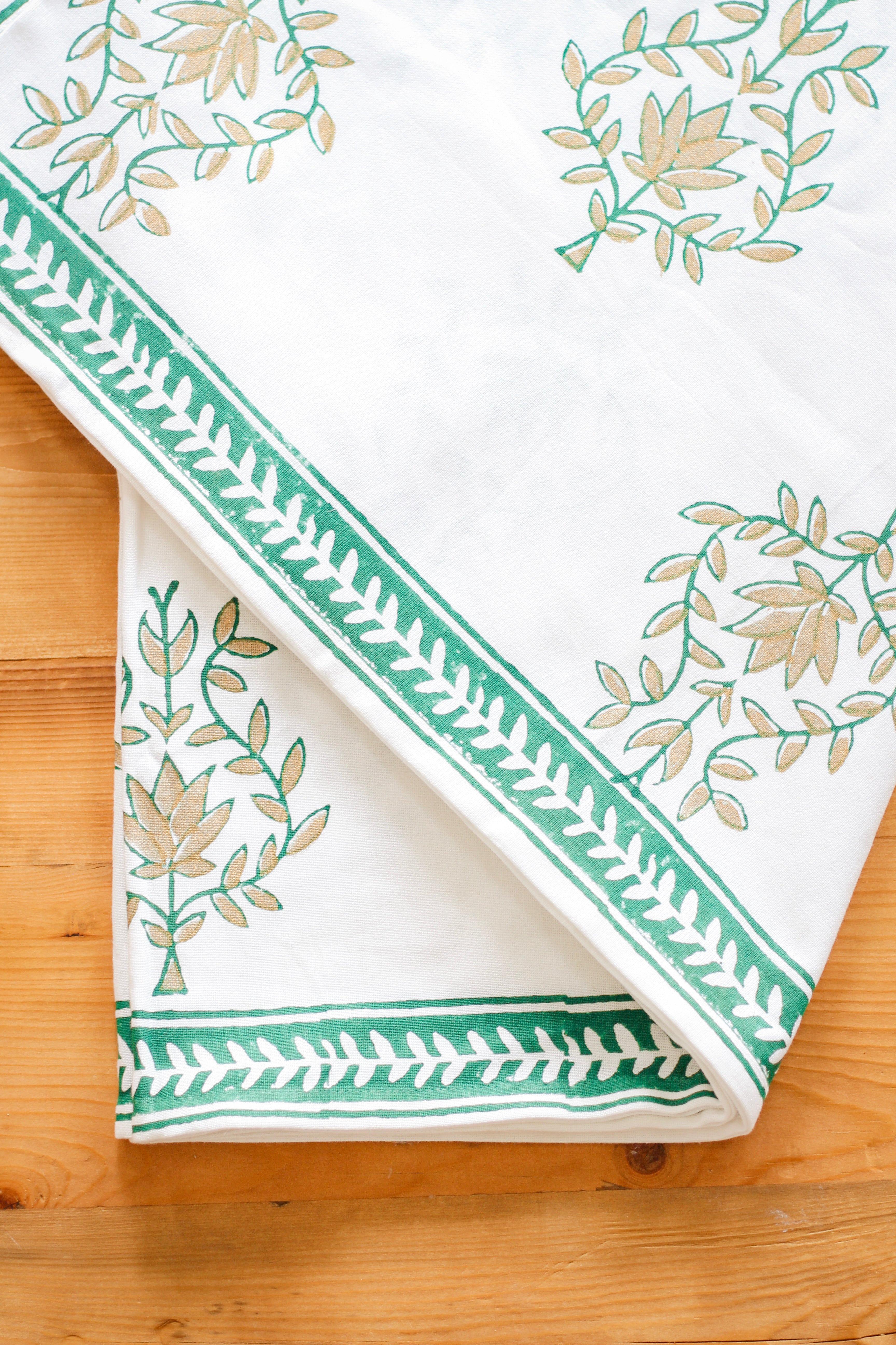 Tablecloth - Lotus (Large), Evergreen & Gold by Mended