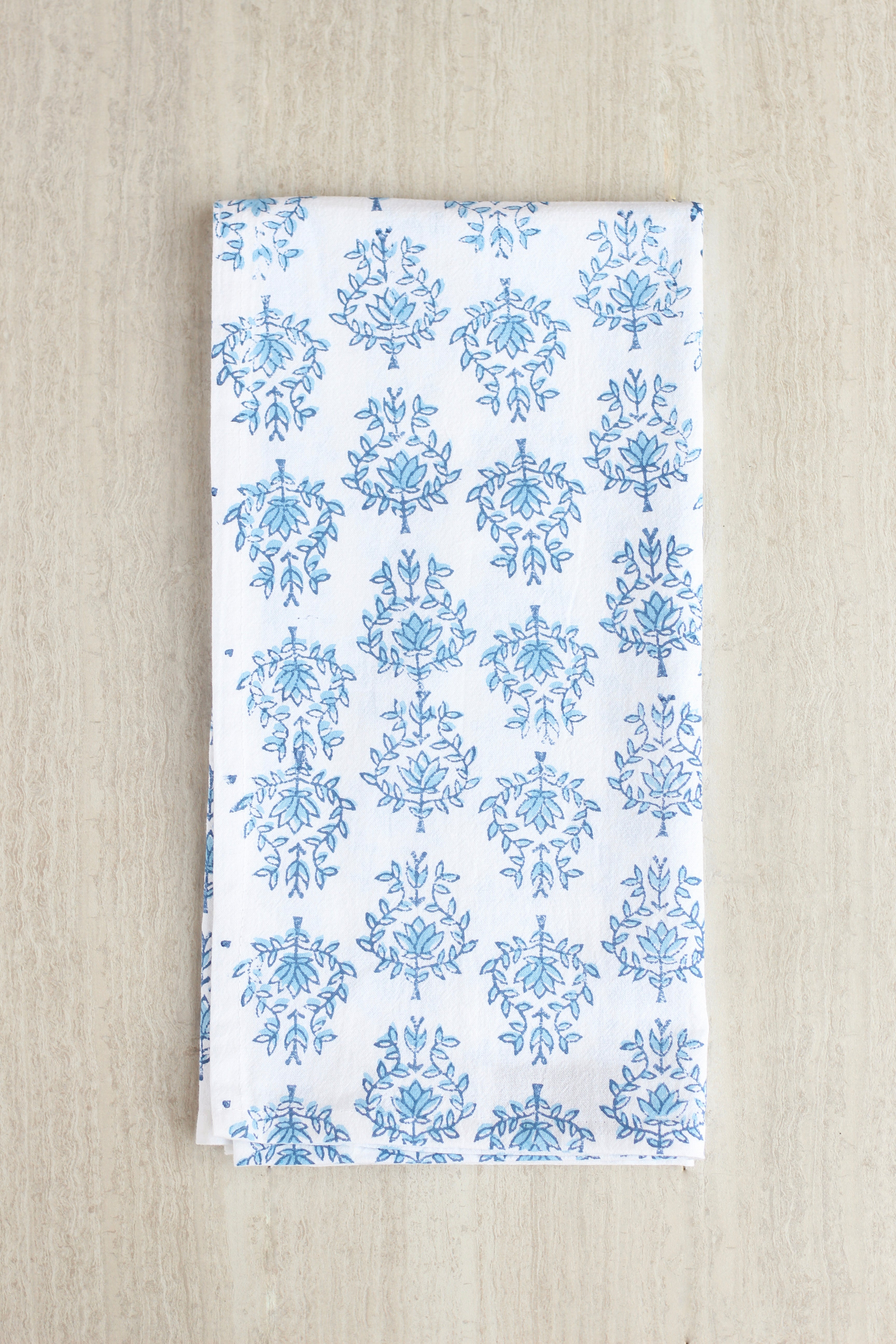 Tea Towel - Lotus, Uniform Blue & Navy by Mended