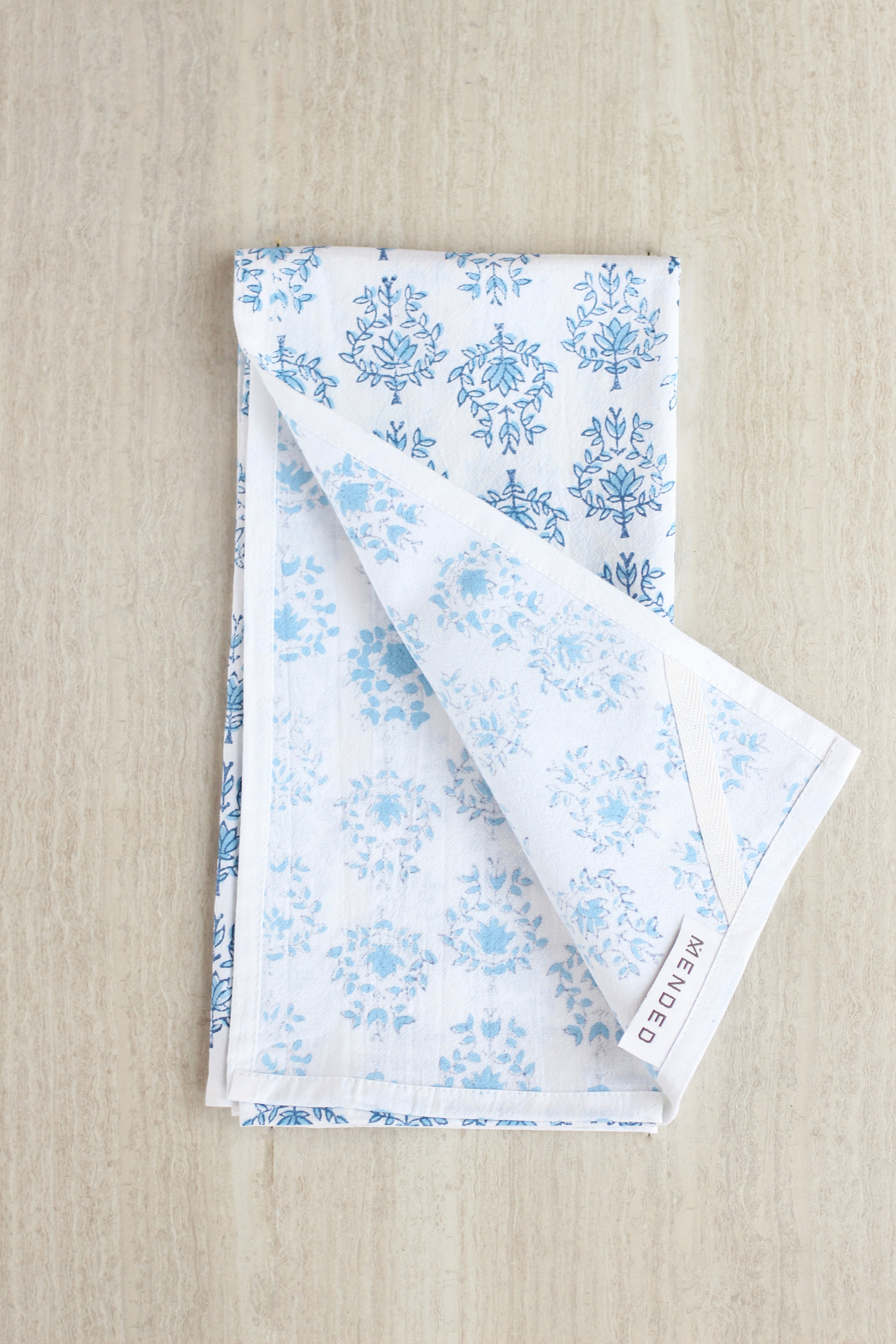 Tea Towel - Lotus, Uniform Blue & Navy by Mended