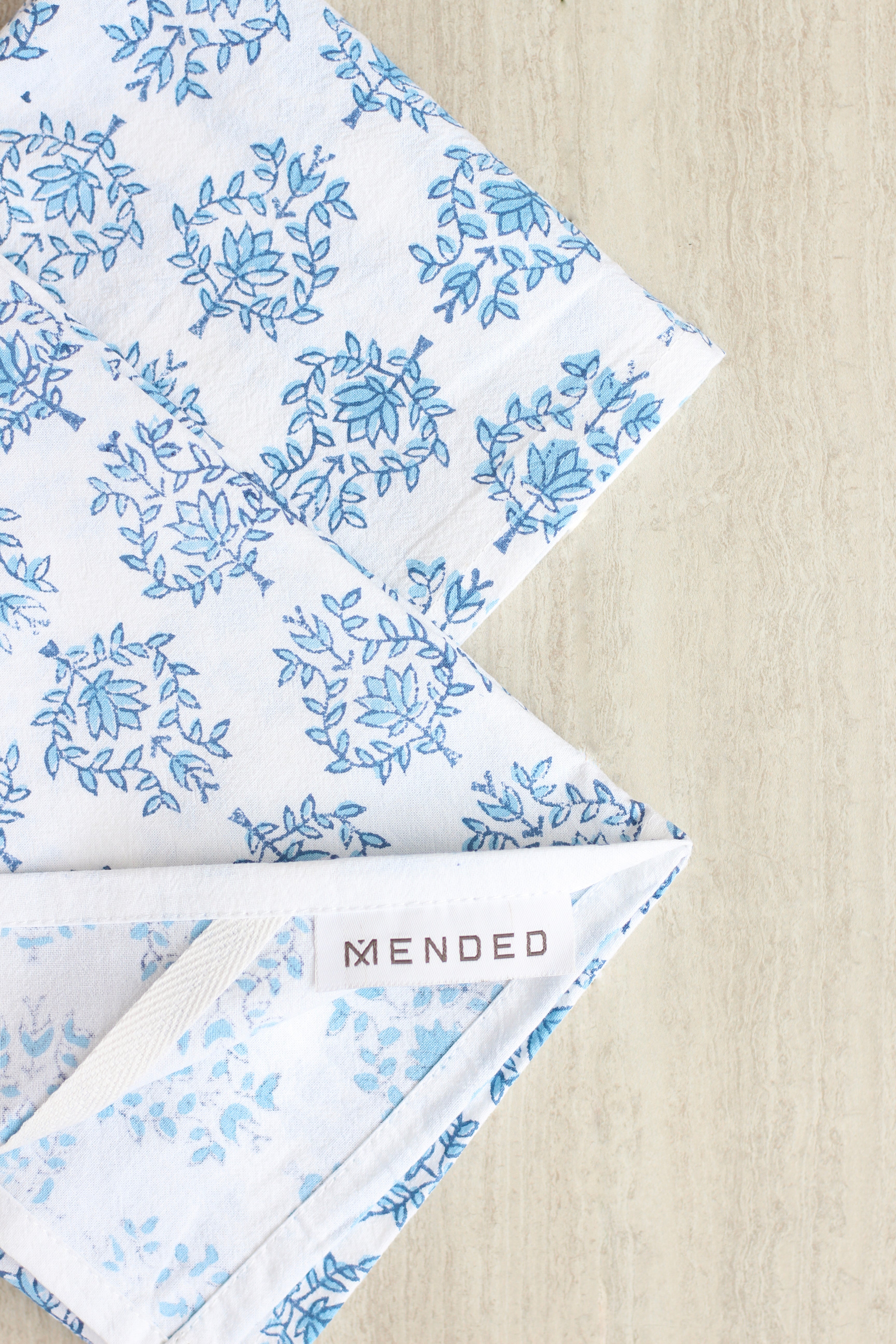 Tea Towel - Lotus, Uniform Blue & Navy by Mended