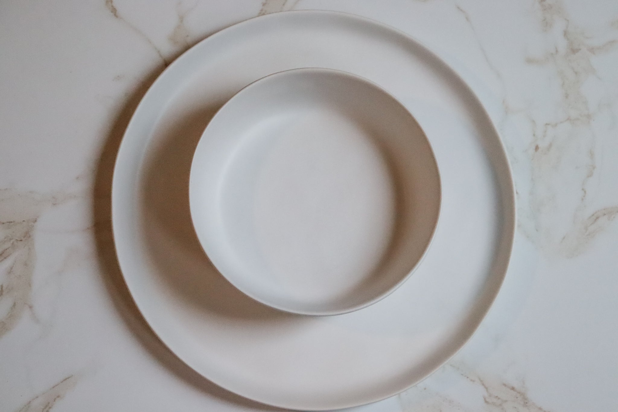 Matte White Dinner Plate and Salad Bowl by Divine Ivy