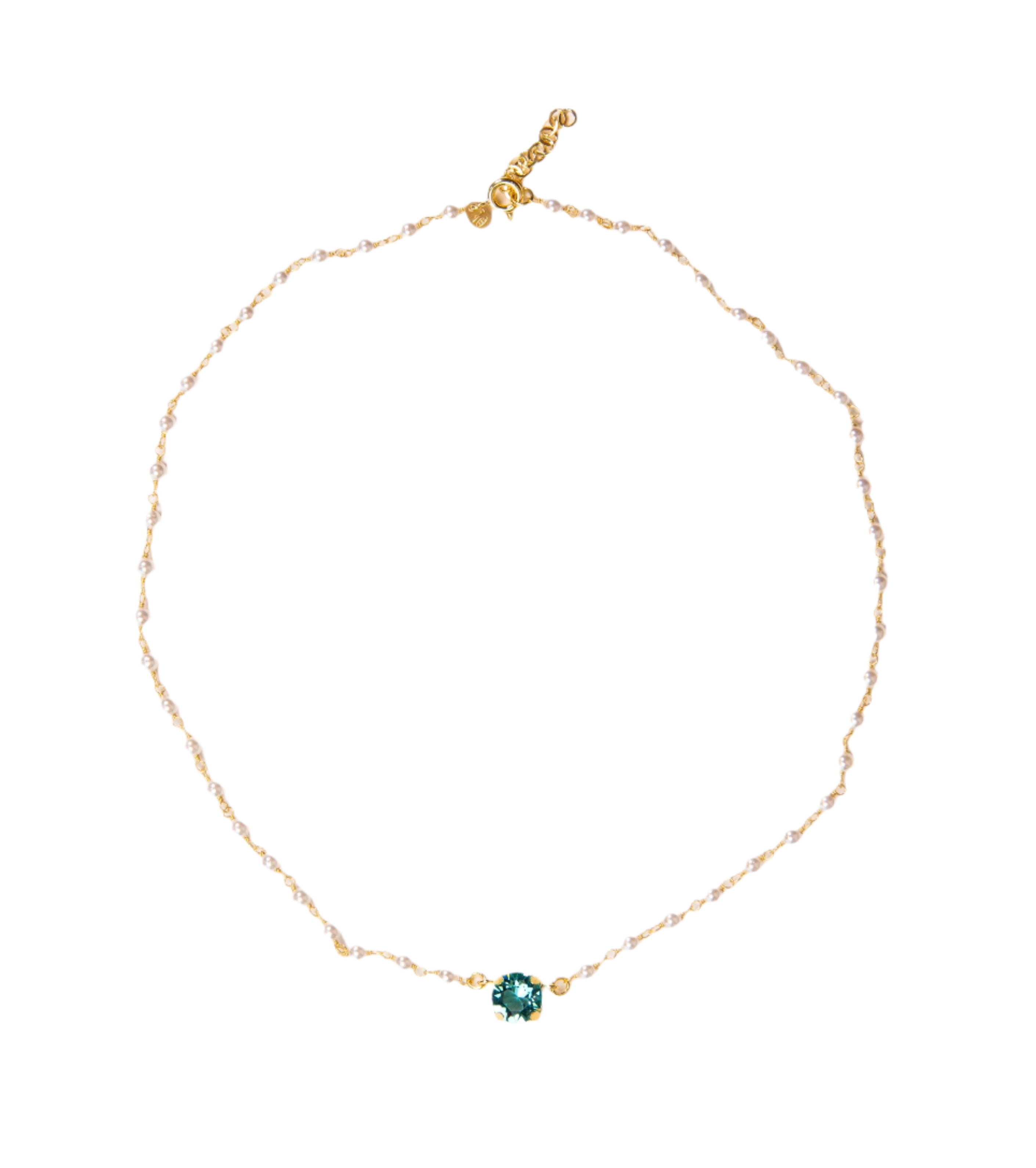 Short Pietra Blu Pearl Necklace by Cashfana