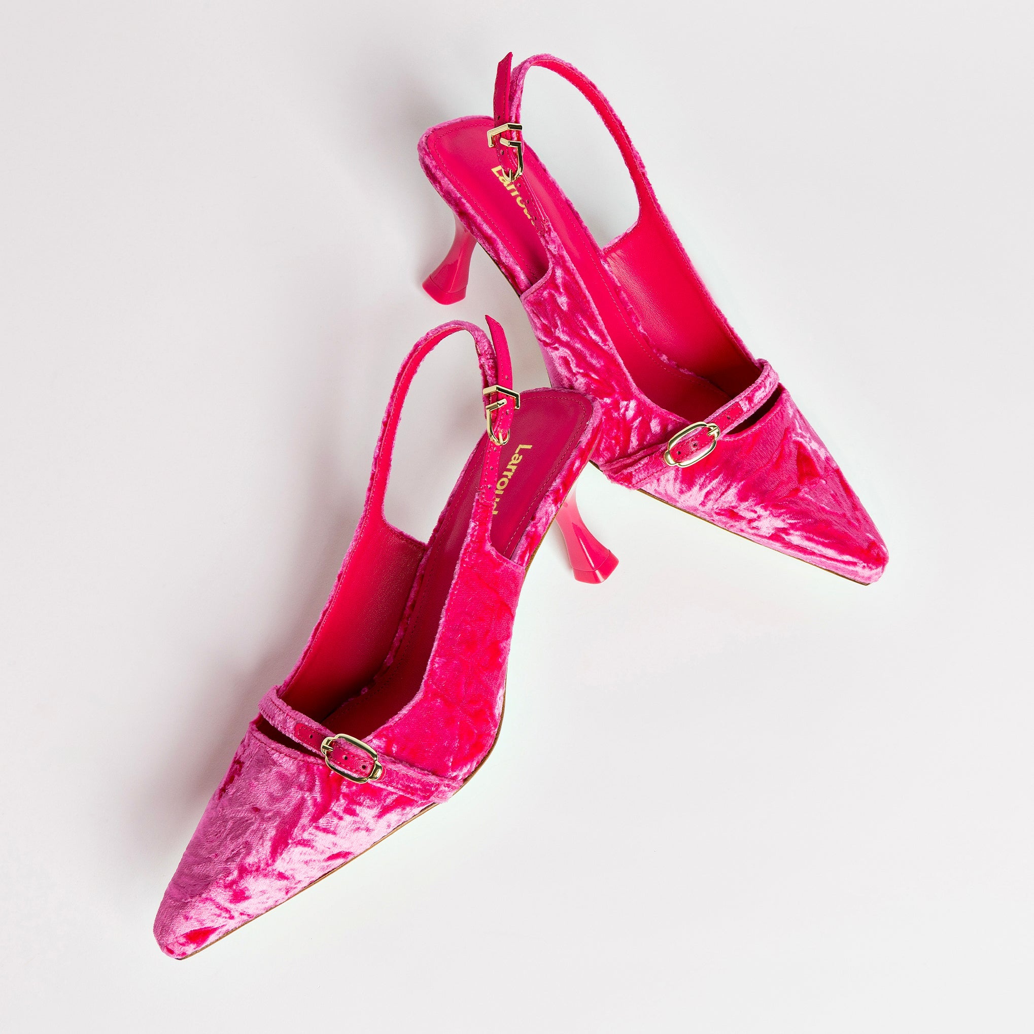 Ines Pump In Pink Velvet by Larroudé