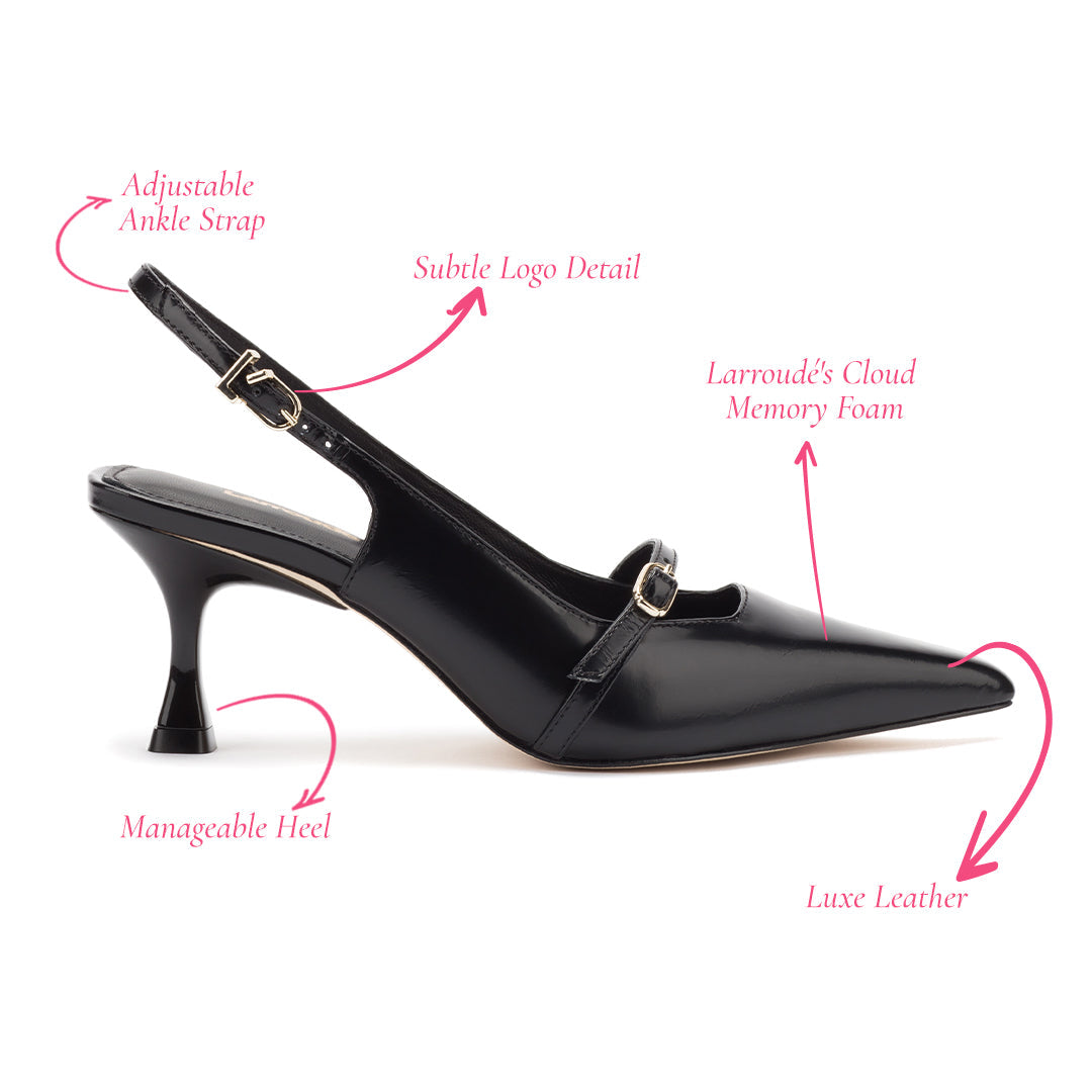 Ines Pump In Black Leather by Larroudé