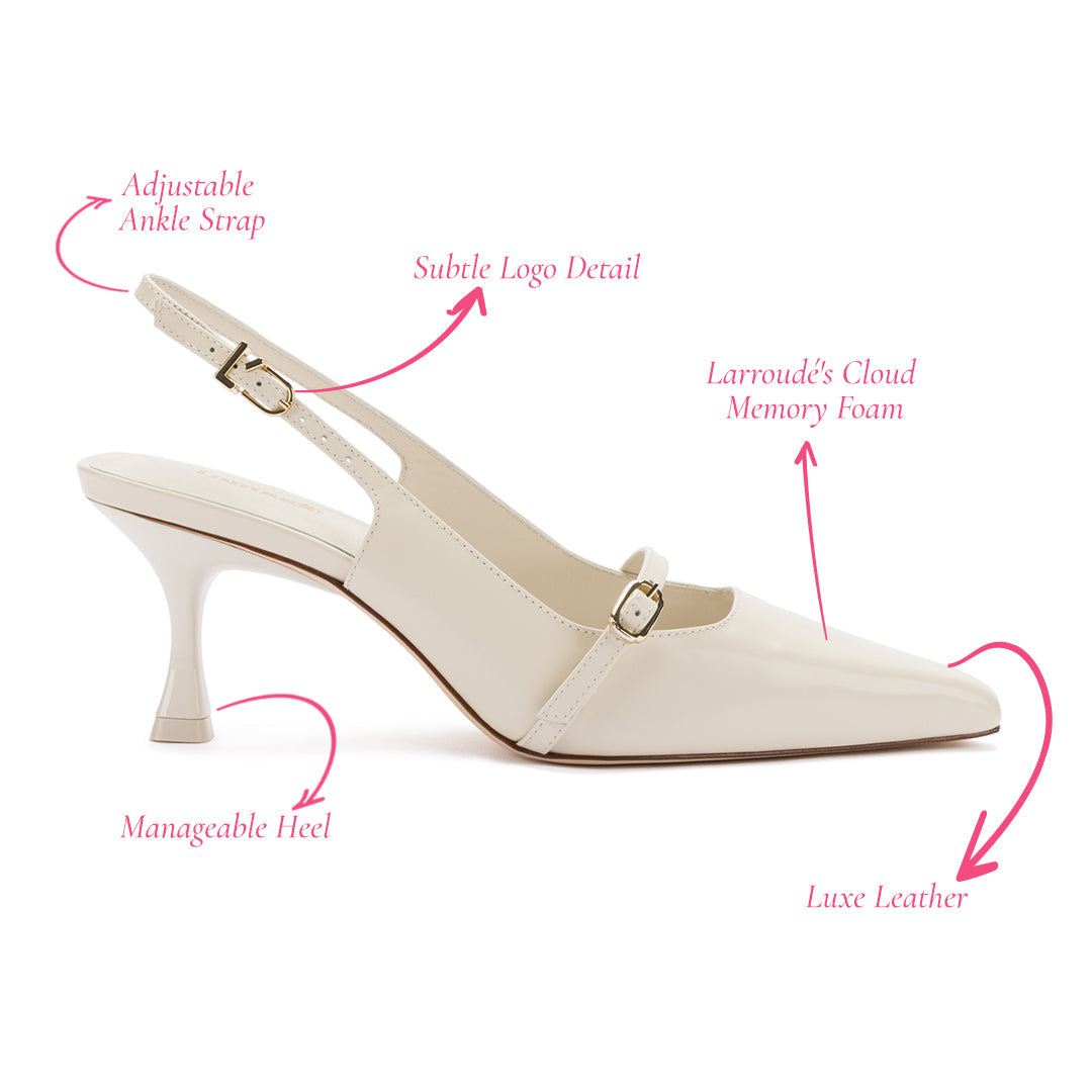 Ines Pump In Ivory Leather by Larroudé