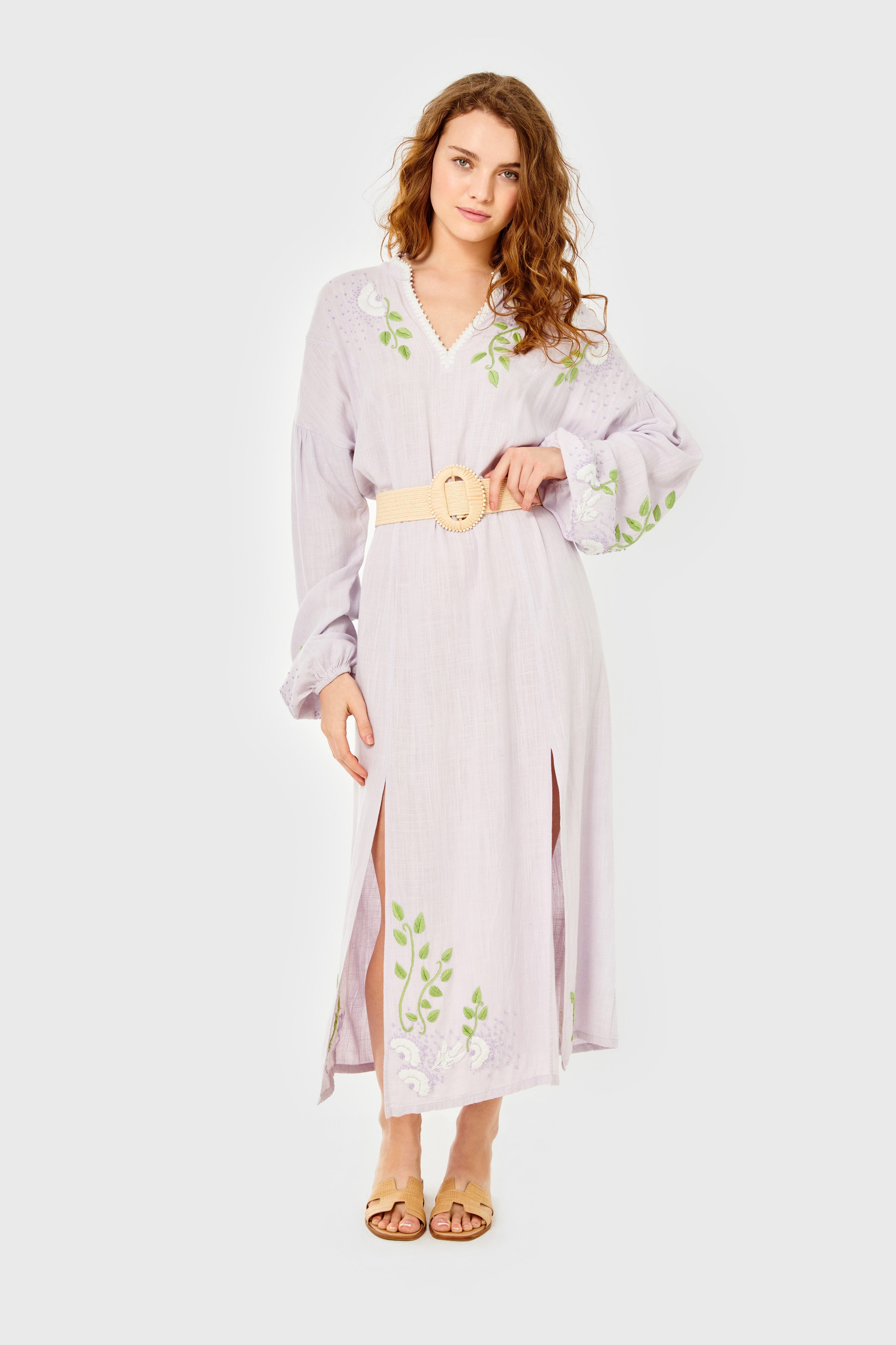 Isabelle Maxi Cover Up-Linen-Orchid Hush by Cartolina