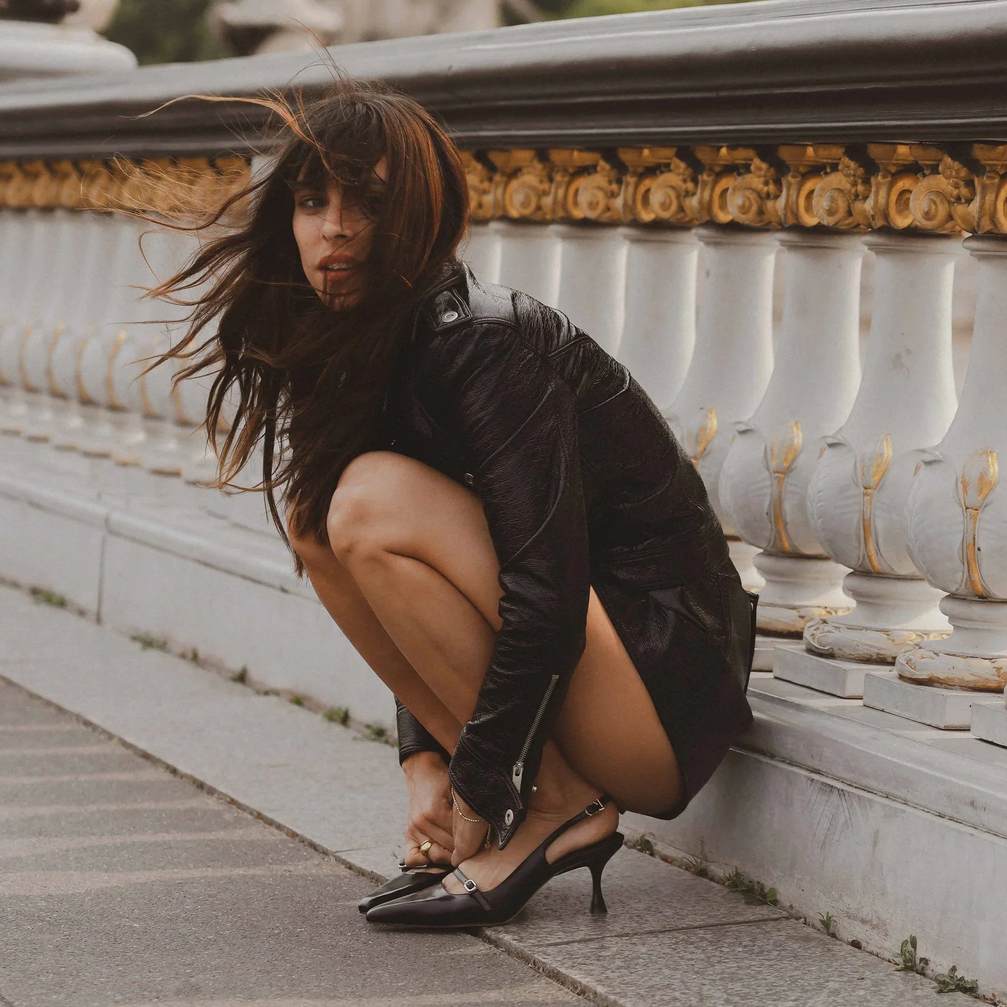 Ines Pump In Black Leather by Larroudé
