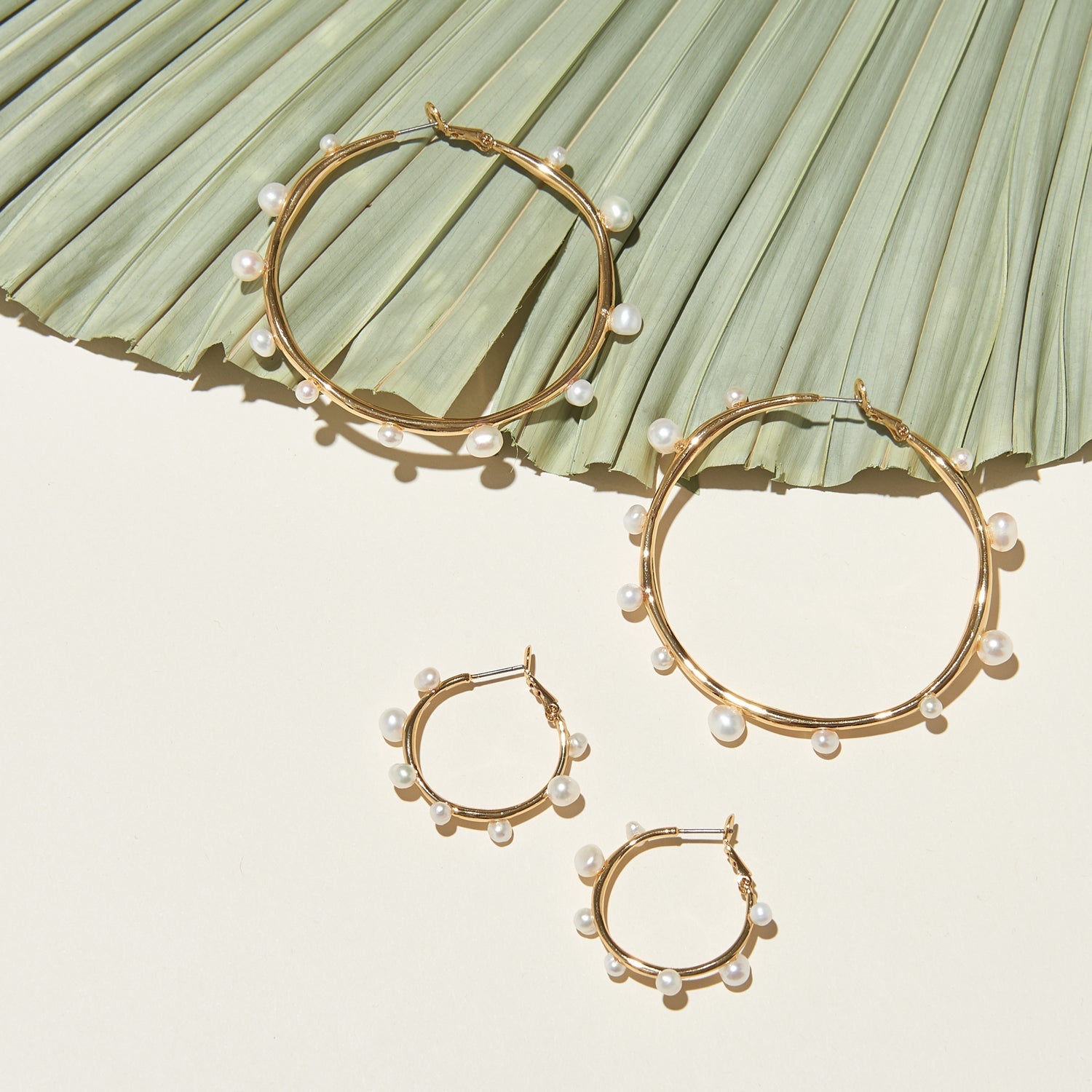 Mini Isla Pearl Hoop Earrings White Gold by Mignonne Gavigan