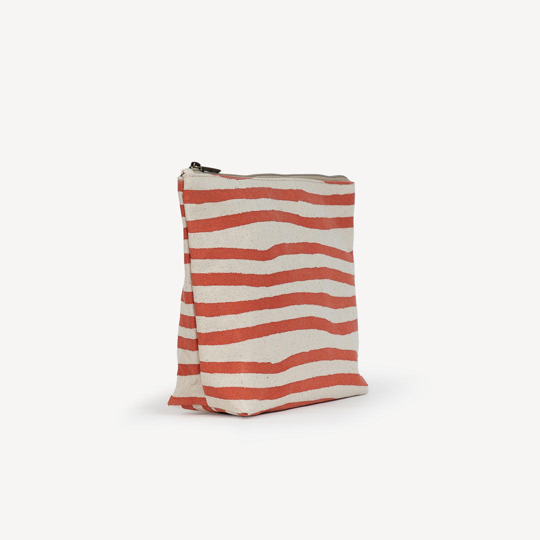 Large Waterproof Pouch - Small Cinnamon Stripe Print by Joyn