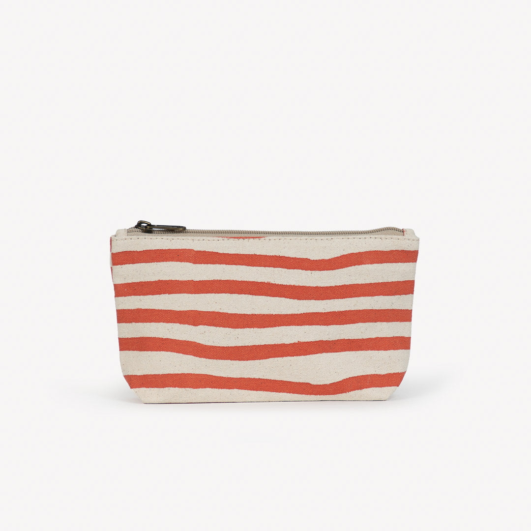 Small Make Up Pouch - Small Cinnamon Stripe Print by Joyn