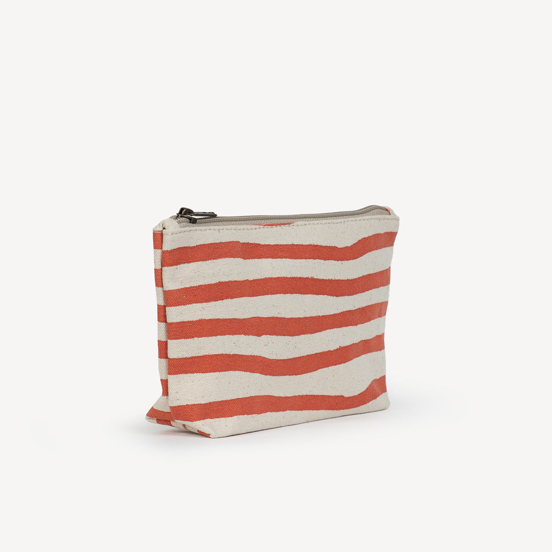 Small Make Up Pouch - Small Cinnamon Stripe Print by Joyn