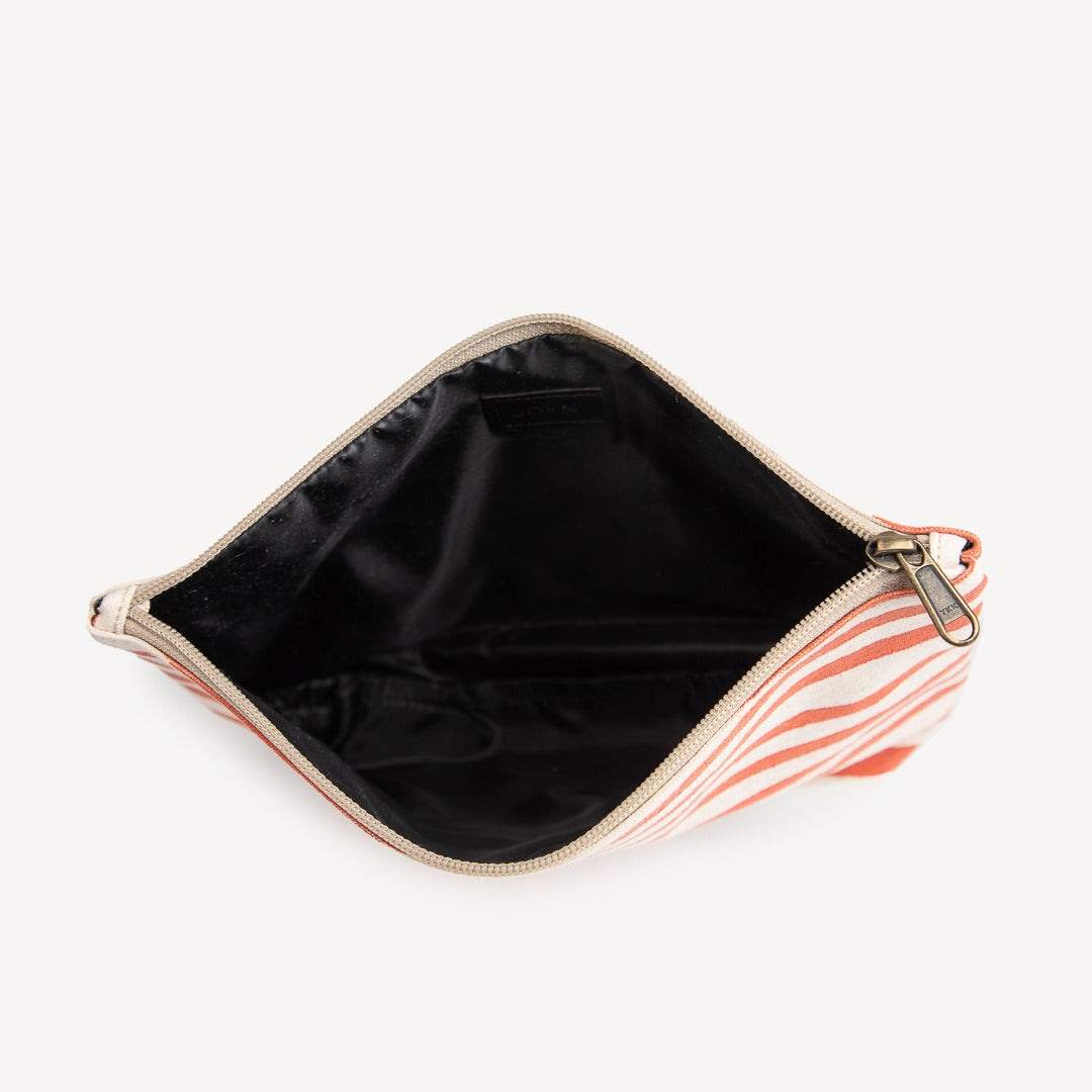 Small Make Up Pouch - Small Cinnamon Stripe Print by Joyn