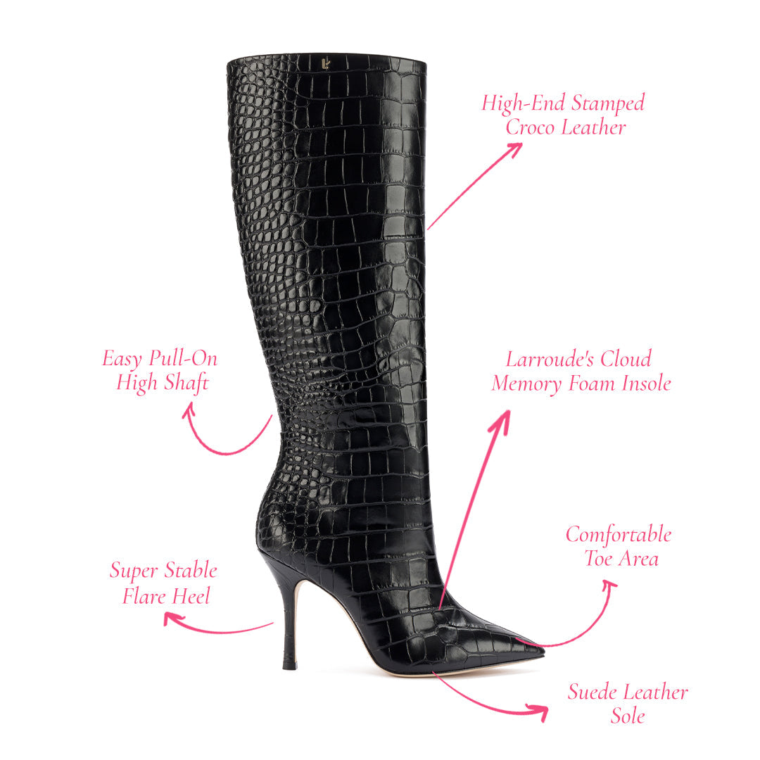 Kate Boot In Black Stamped Leather by Larroudé