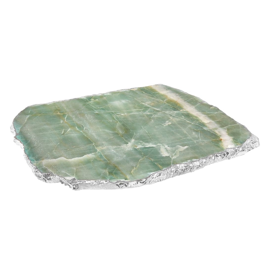 Kiva Platter, Emerald Quartz & Silver, Large by ANNA New York