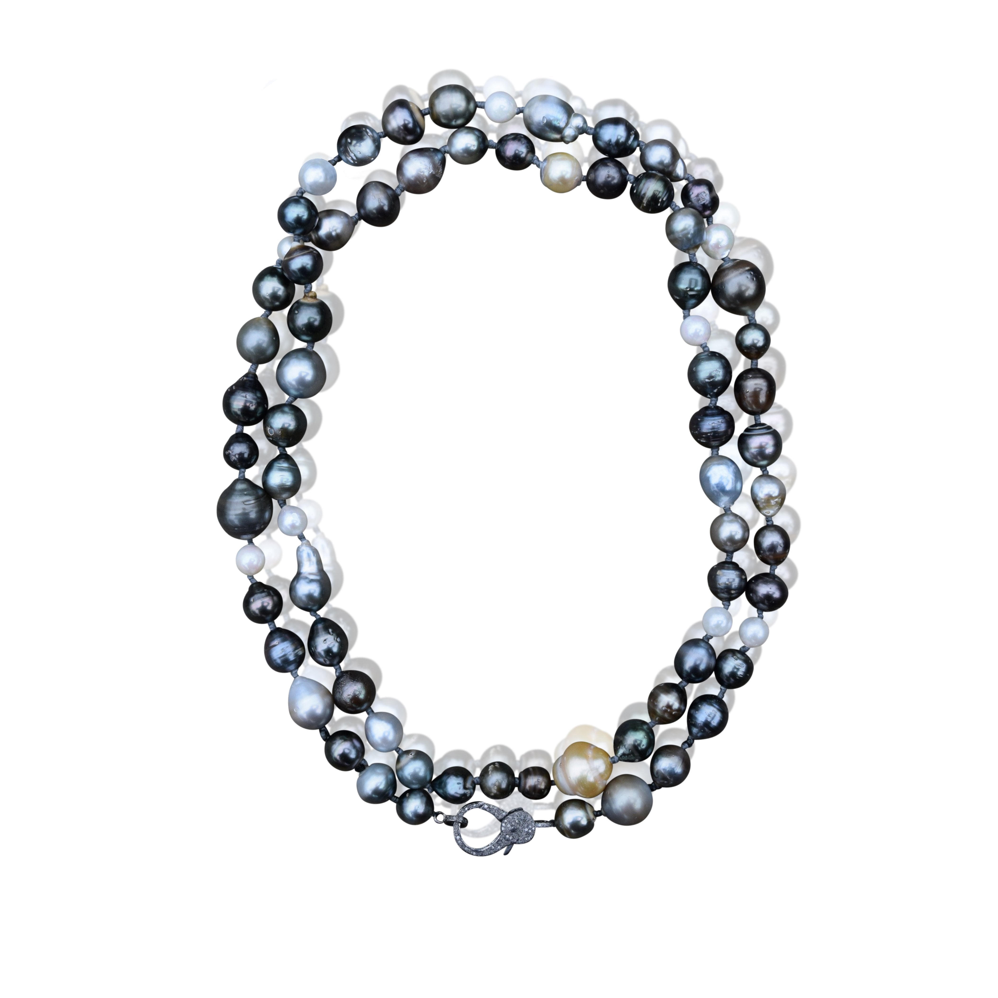 Short Tahitian Pearl Necklace with Clasp by S. Carter Designs