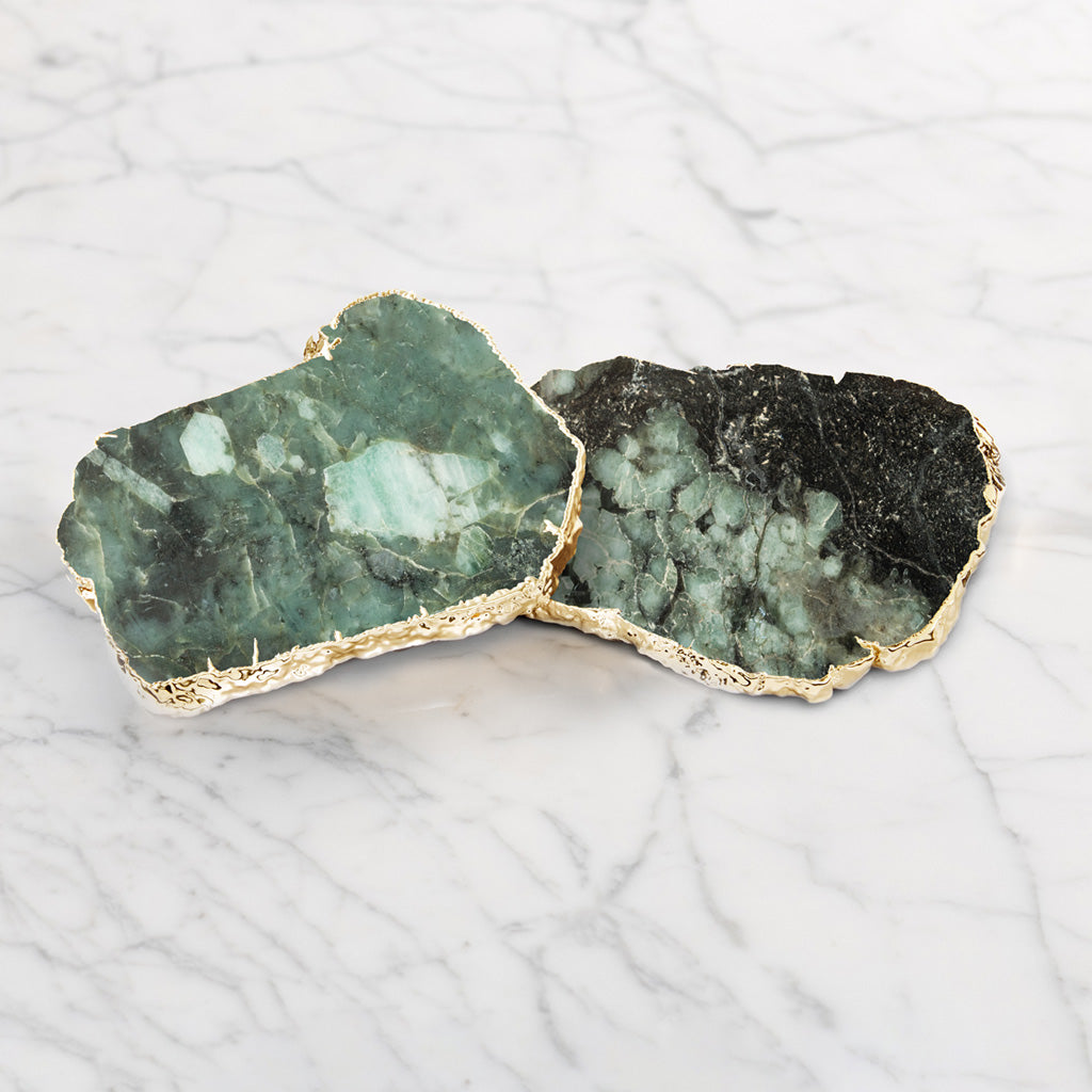 Kivita Coasters, Emerald & Gold by ANNA New York