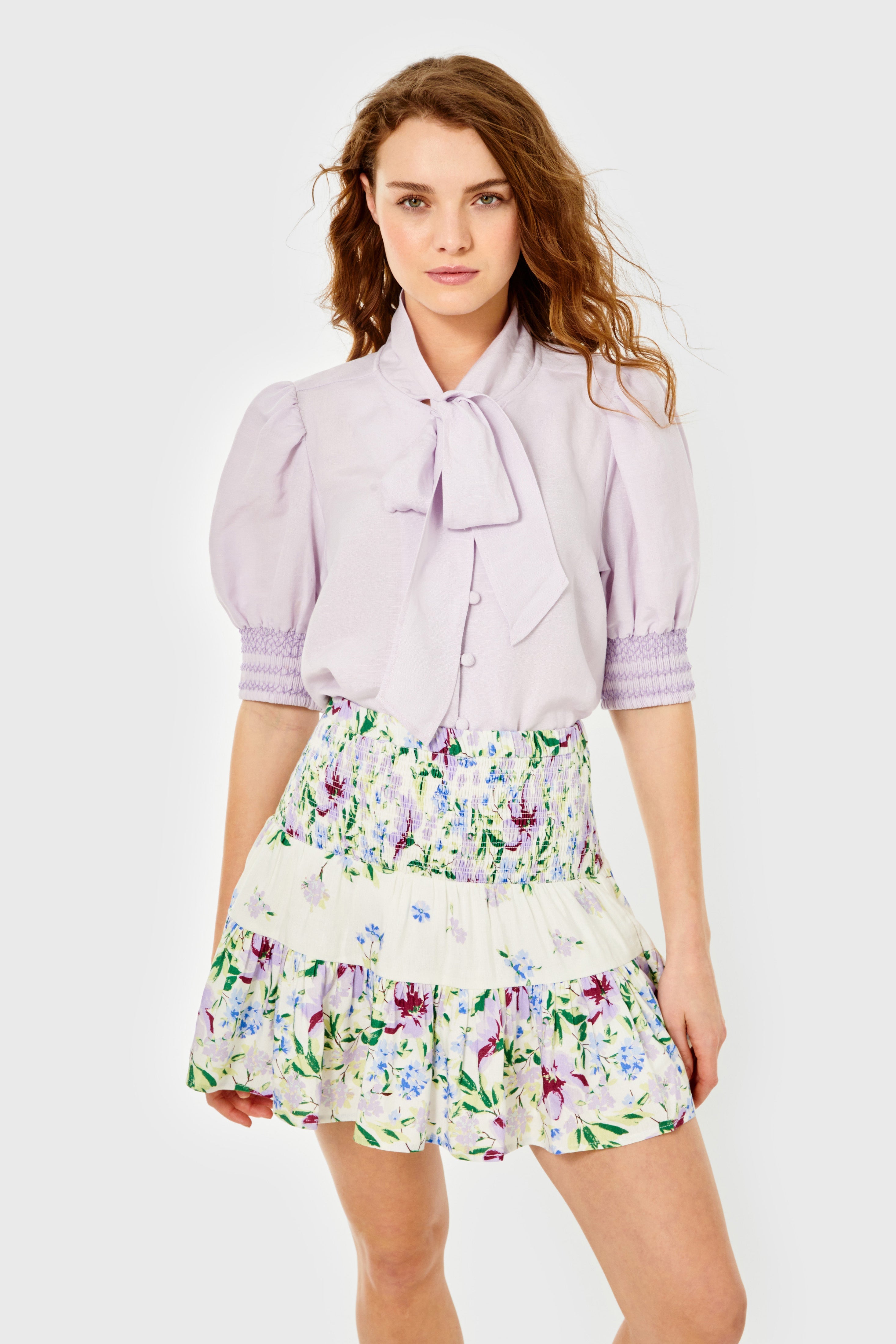 Kylie Skirt-Linen-Fleurs de Provence by Cartolina