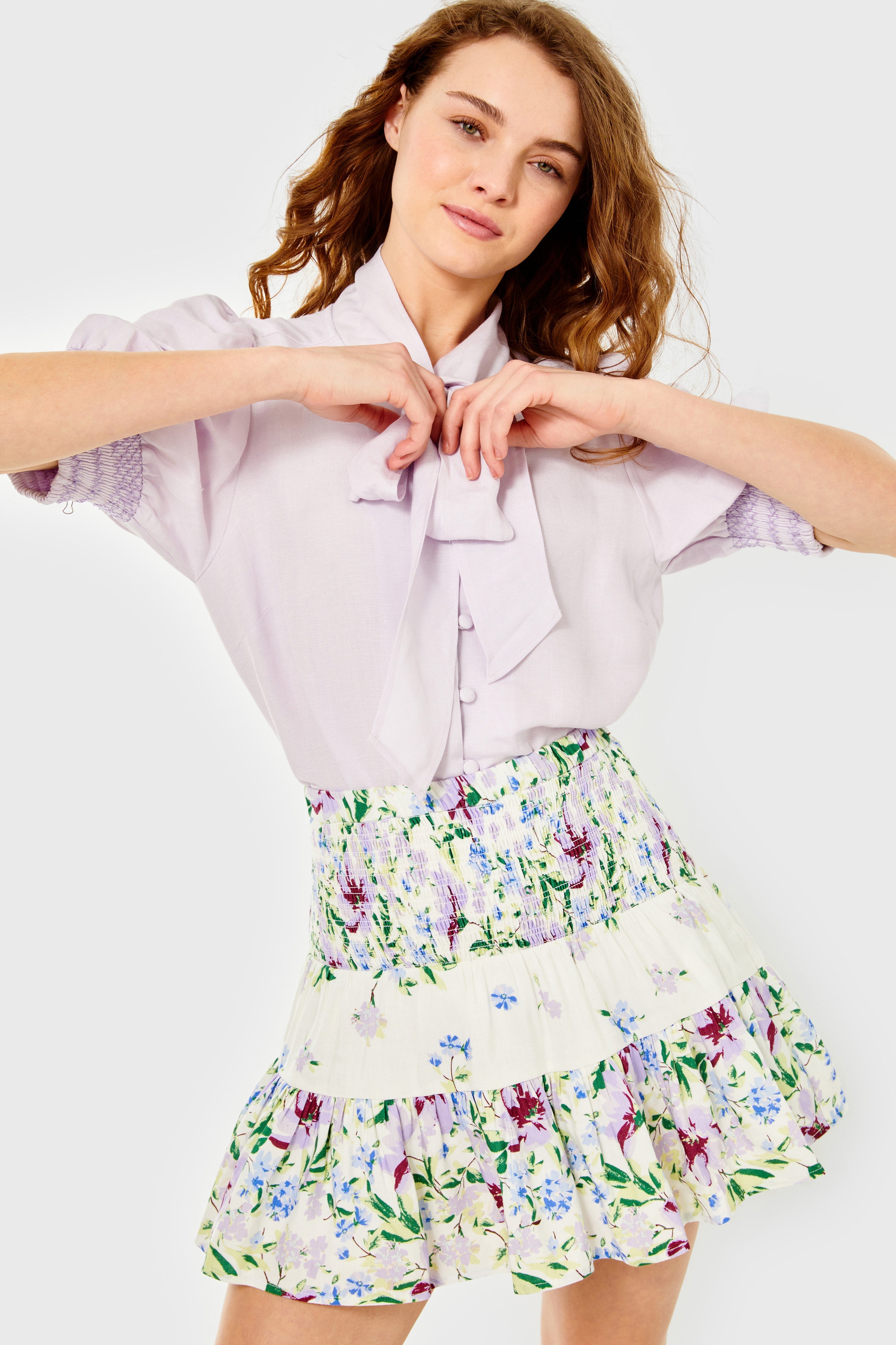 Kylie Skirt-Linen-Fleurs de Provence by Cartolina