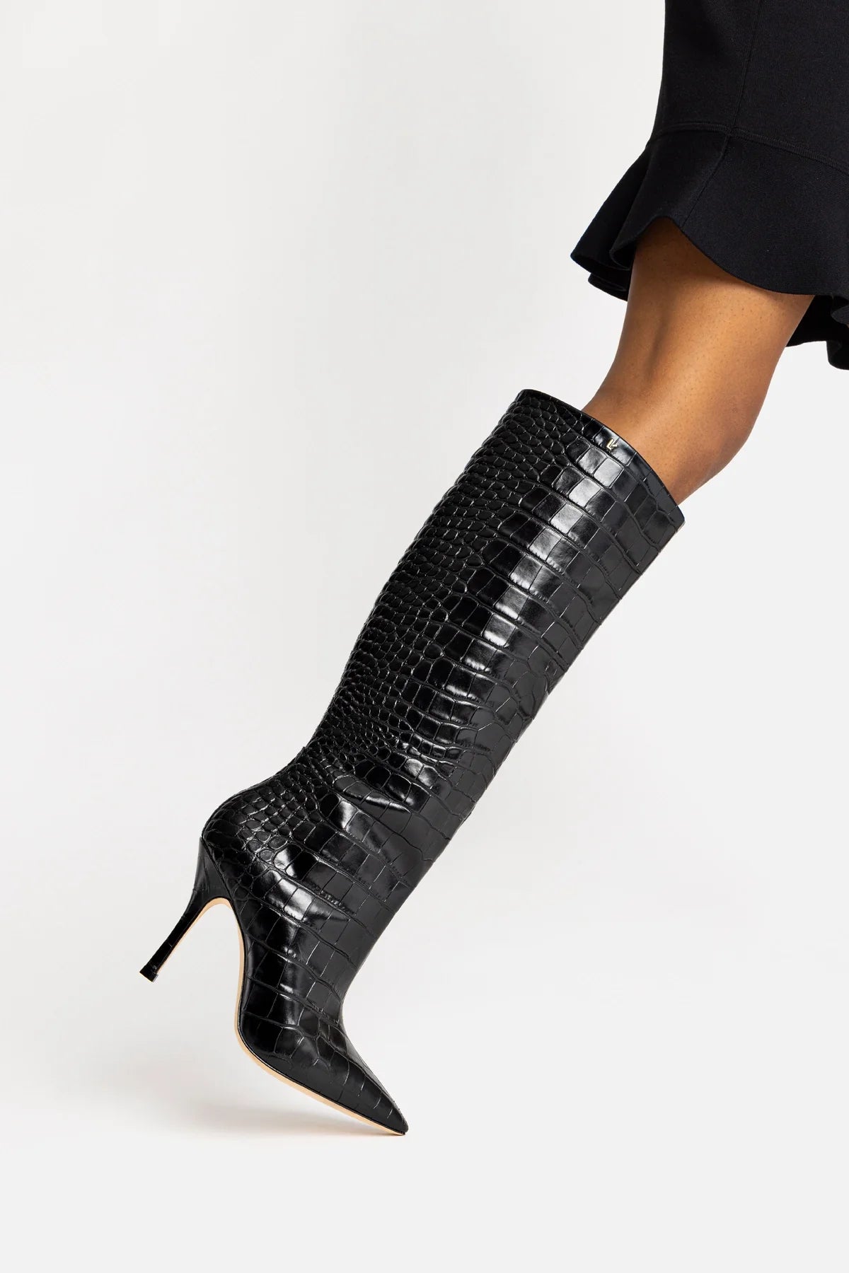 Kate Boot In Black Stamped Leather by Larroudé