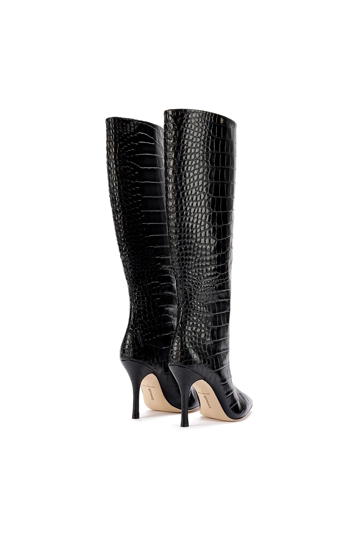 Kate Boot In Black Stamped Leather by Larroudé
