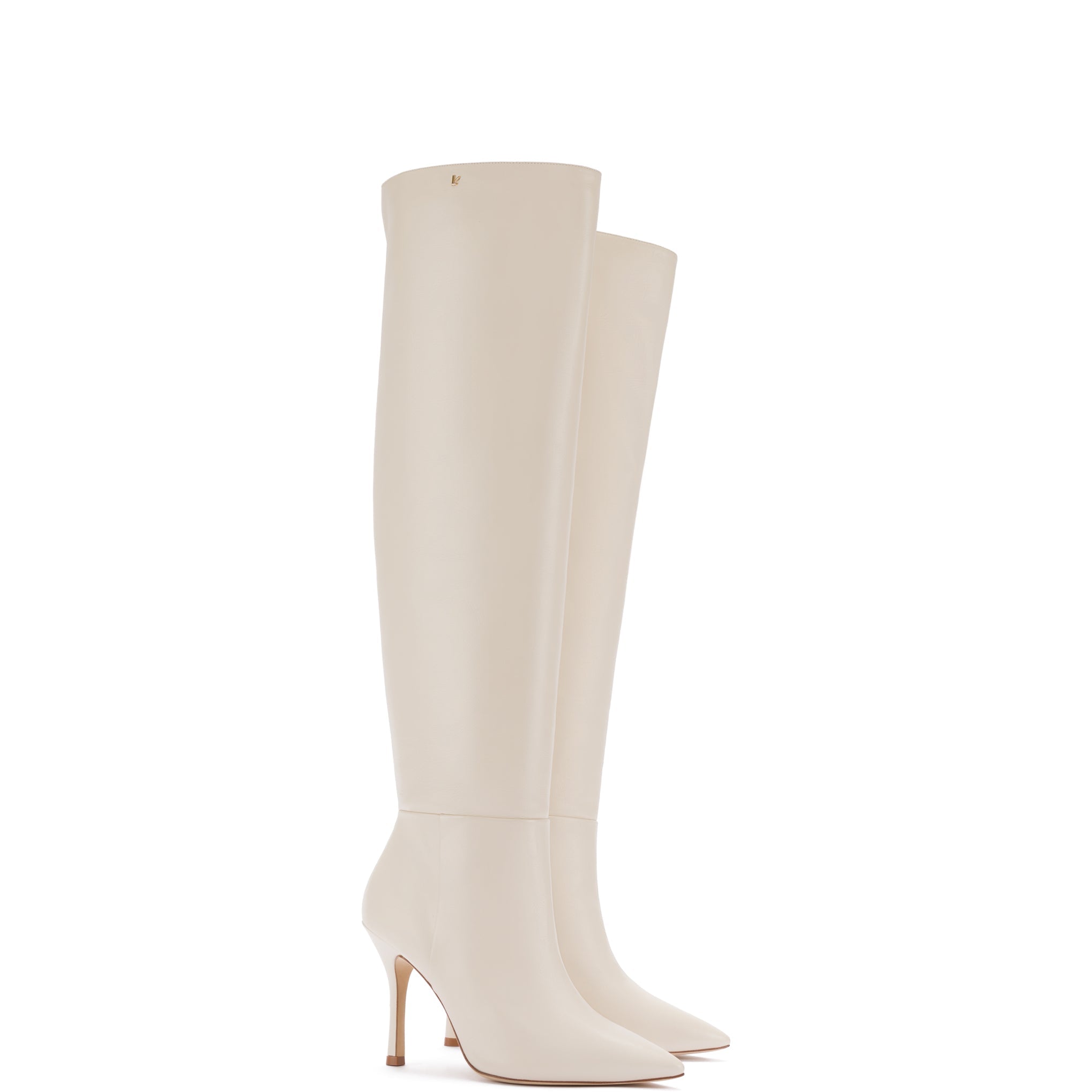 Kate Hi Boot In Ivory Leather by Larroudé