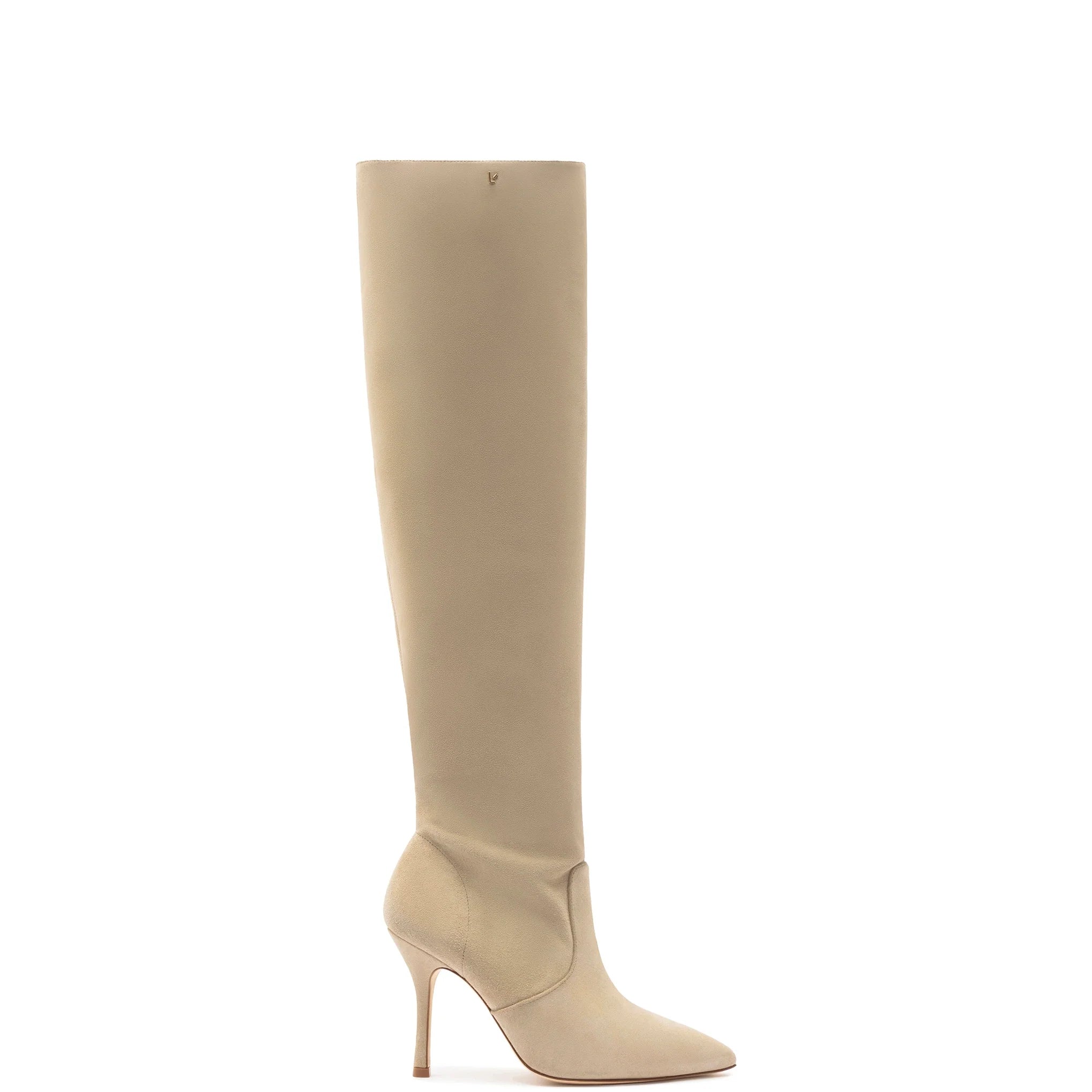 Kate Slouch Boot In Oyster Grey Suede by Larroudé