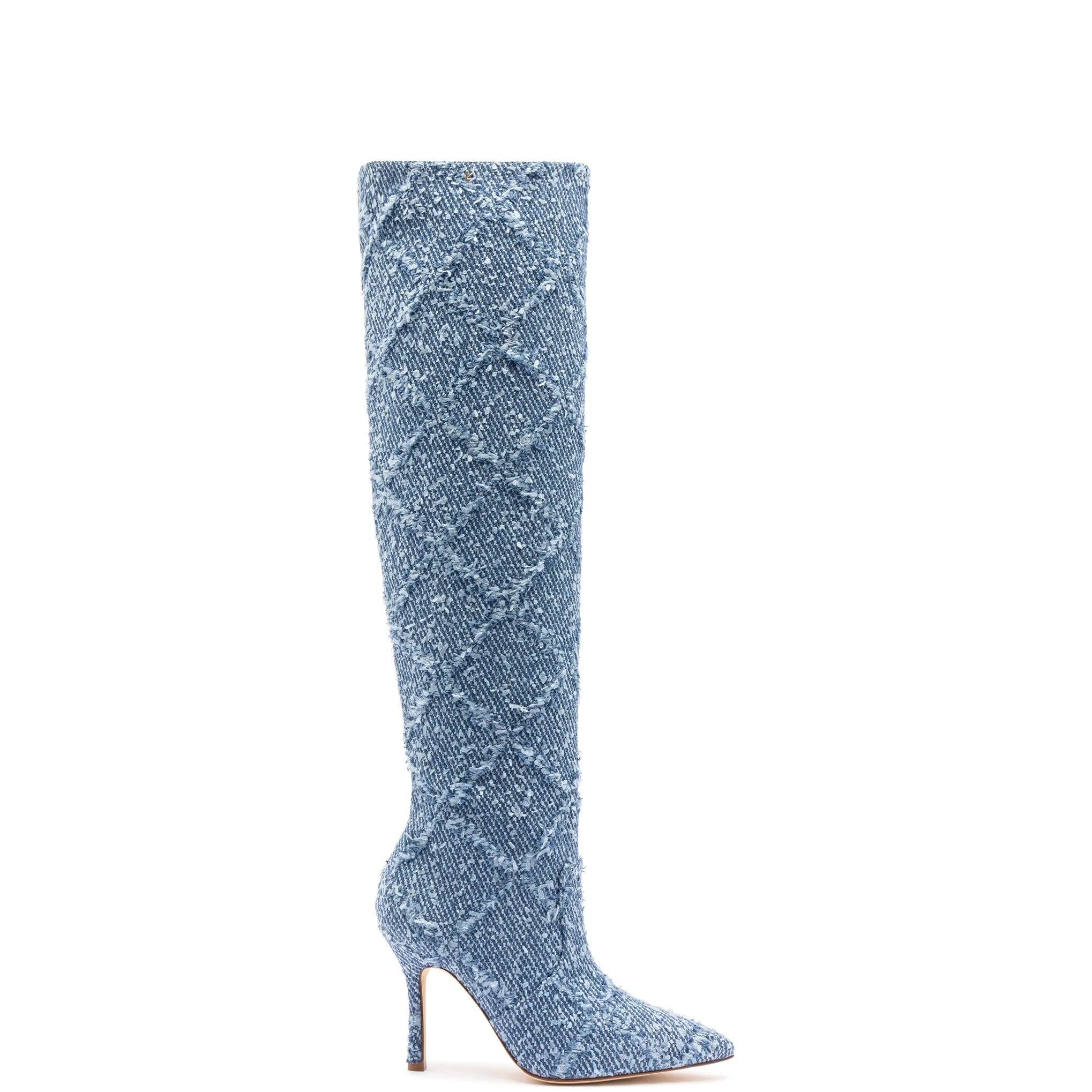 Kate Slouch Boot In Fringe Stellar Denim by Larroudé