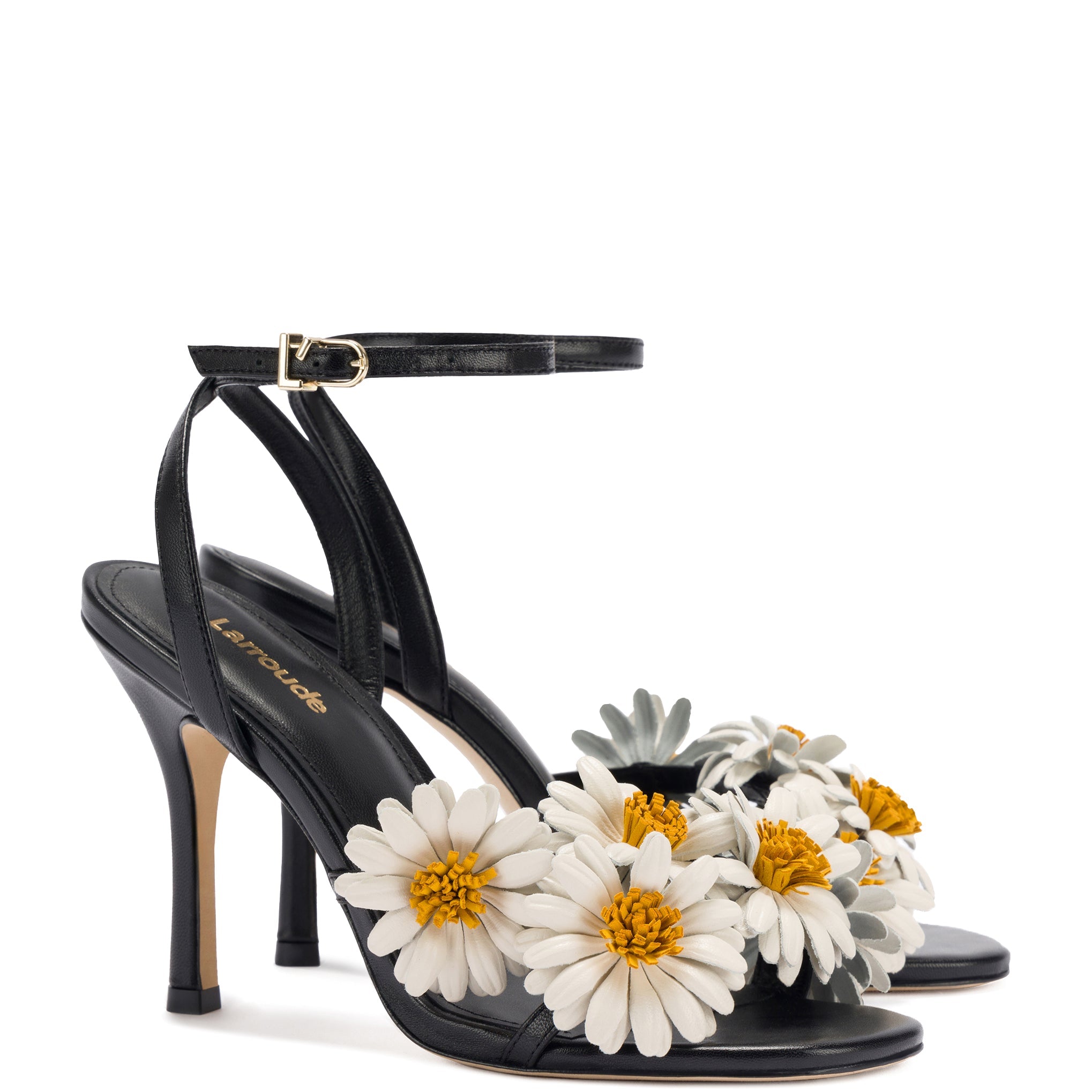 Fiore Sandal In Black Leather by Larroudé