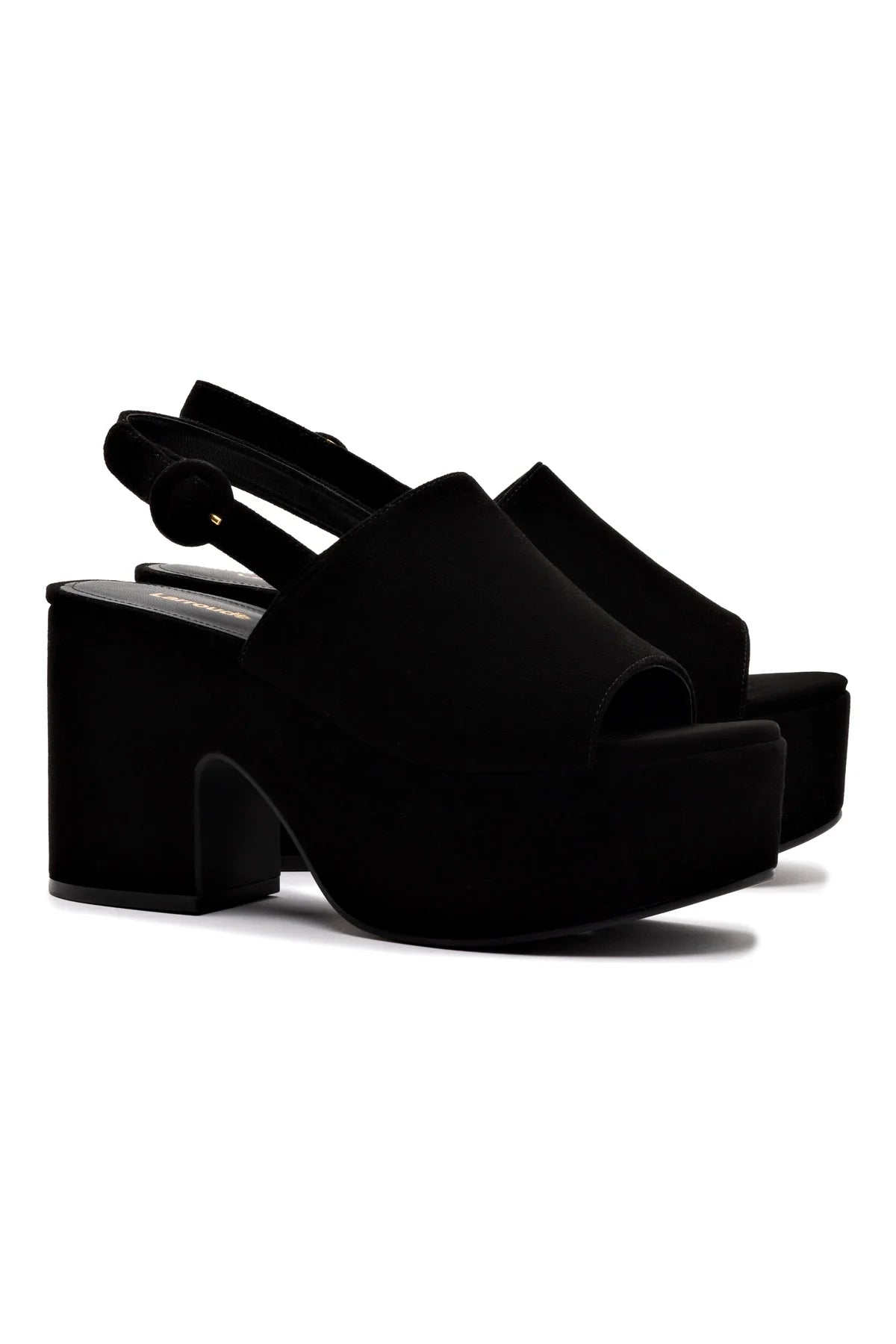 Miso Platform Sandal In Black Suede by Larroudé