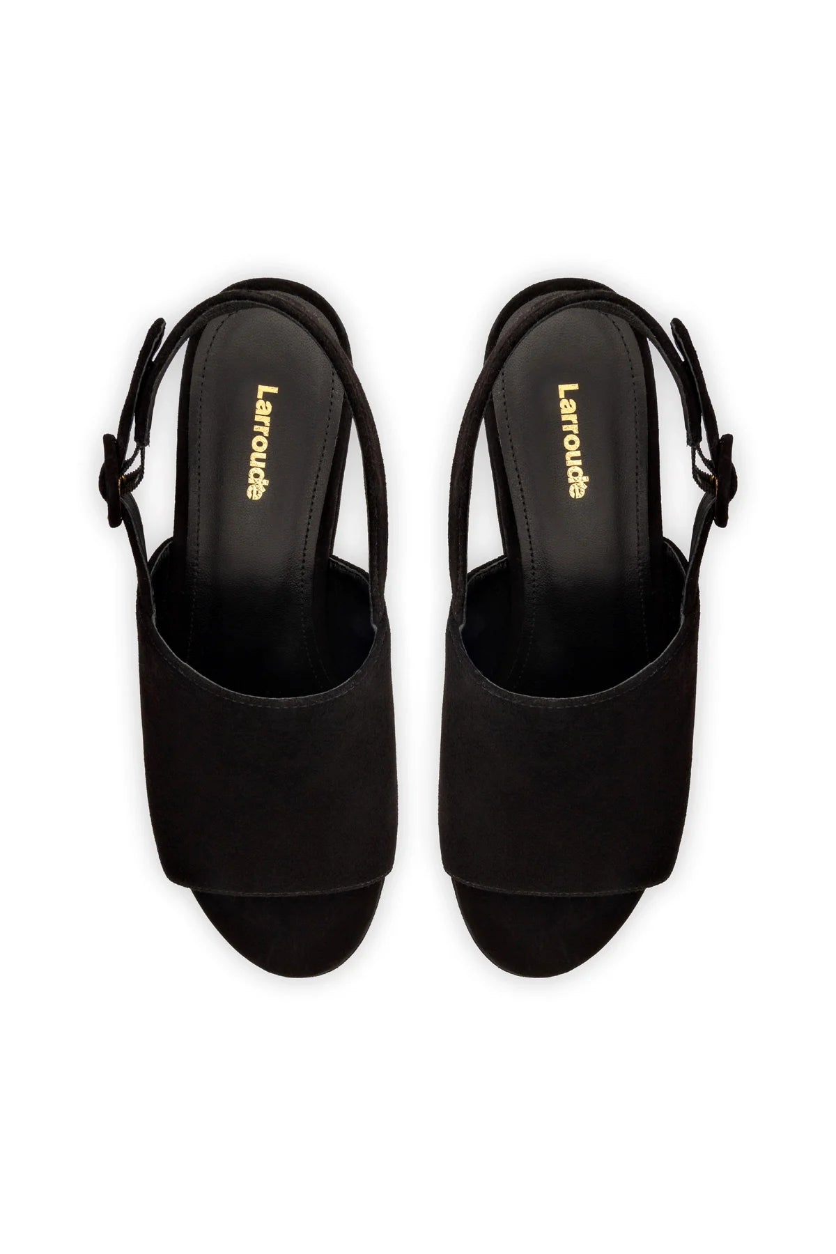 Miso Platform Sandal In Black Suede by Larroudé