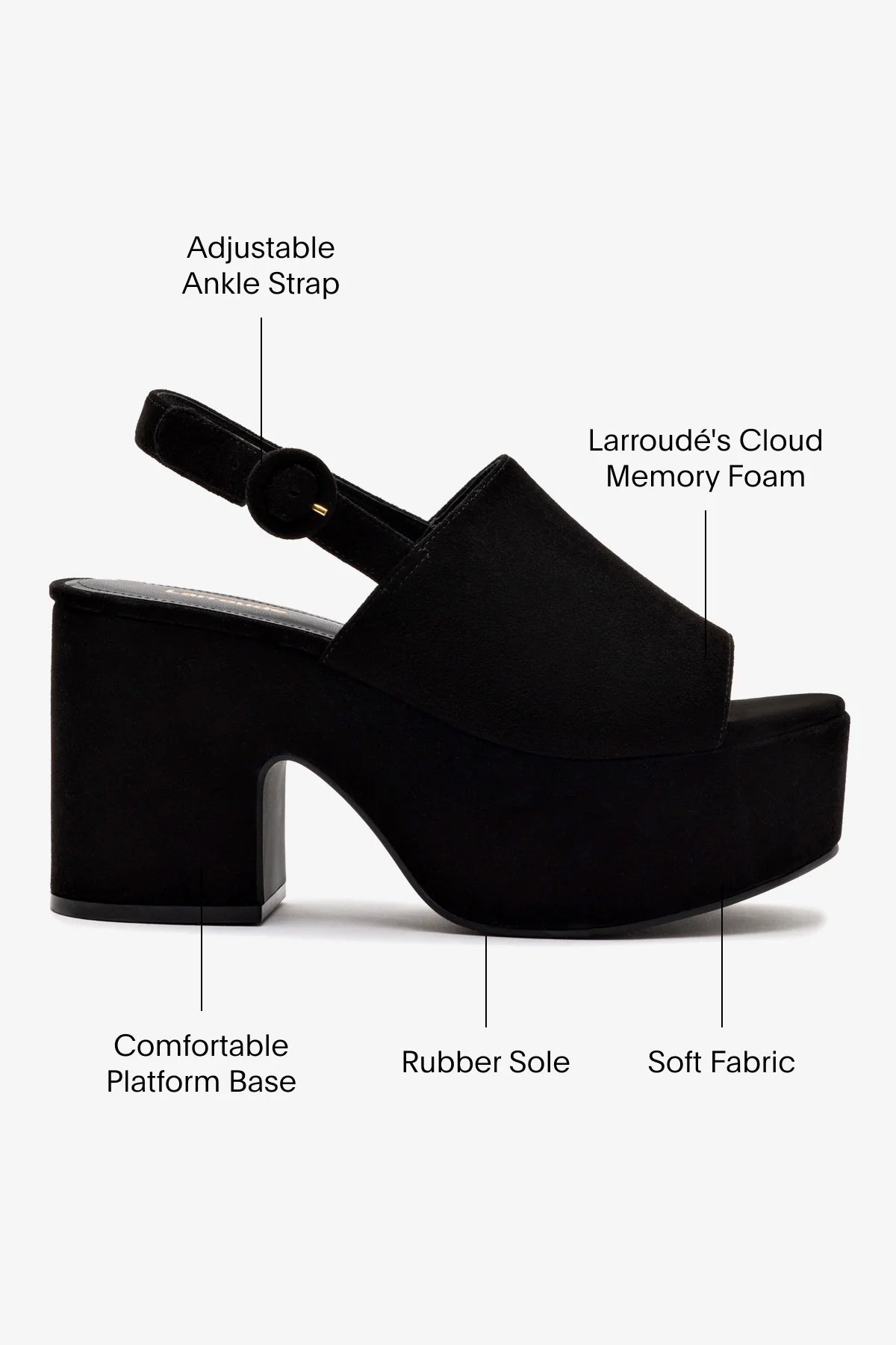 Miso Platform Sandal In Black Suede by Larroudé