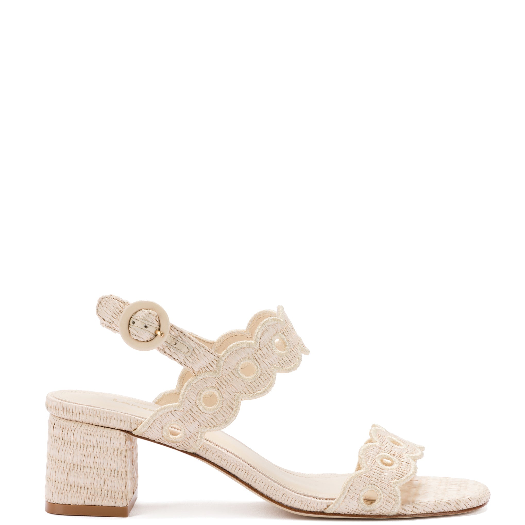 Florence Broderie Sandal In Natural Raffia by Larroudé