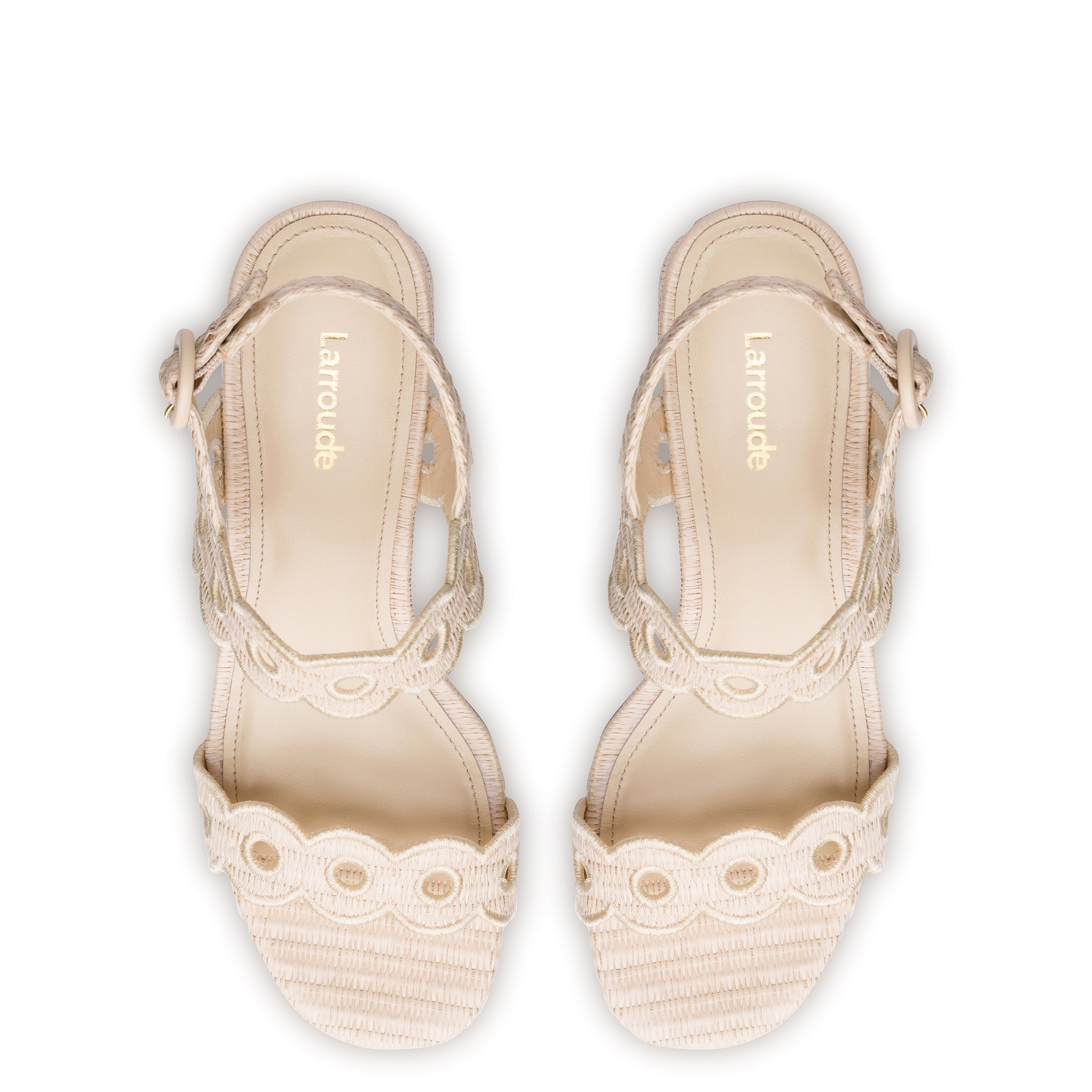 Florence Broderie Sandal In Natural Raffia by Larroudé