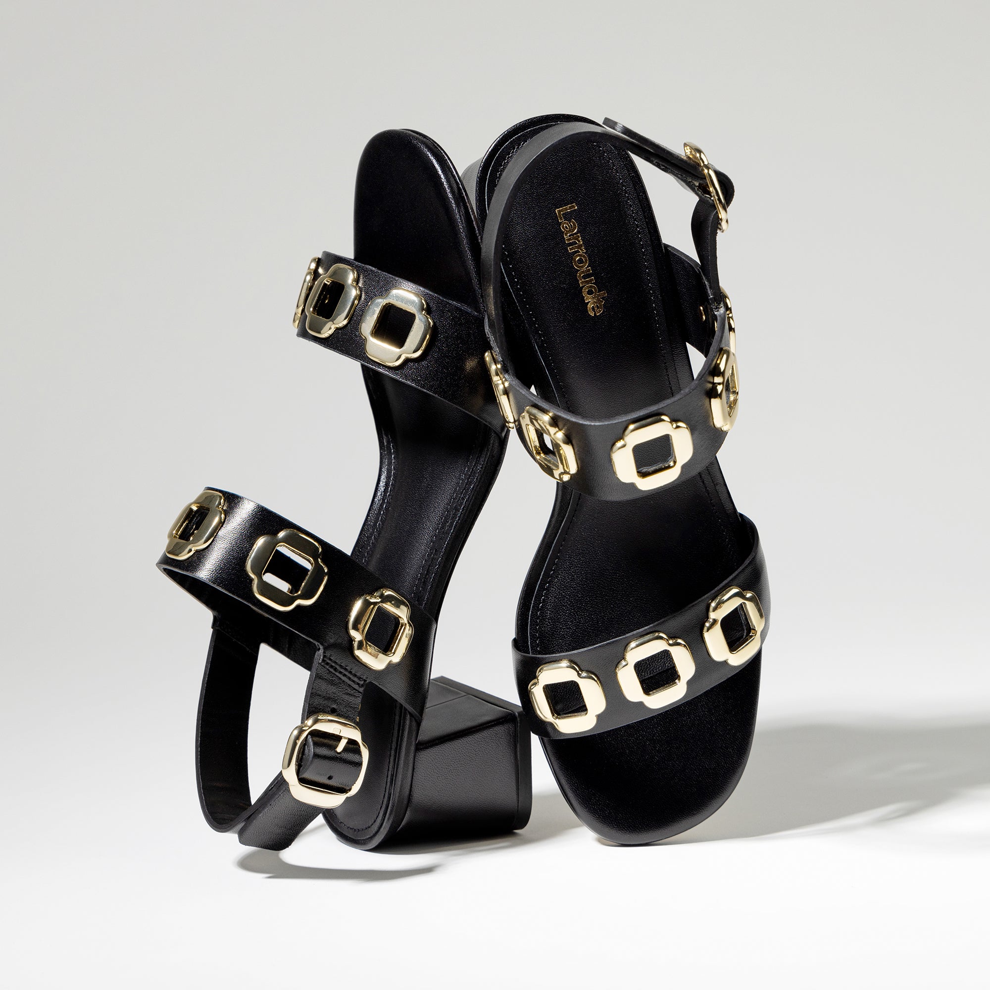 Milan Sandal In Black Leather by Larroudé