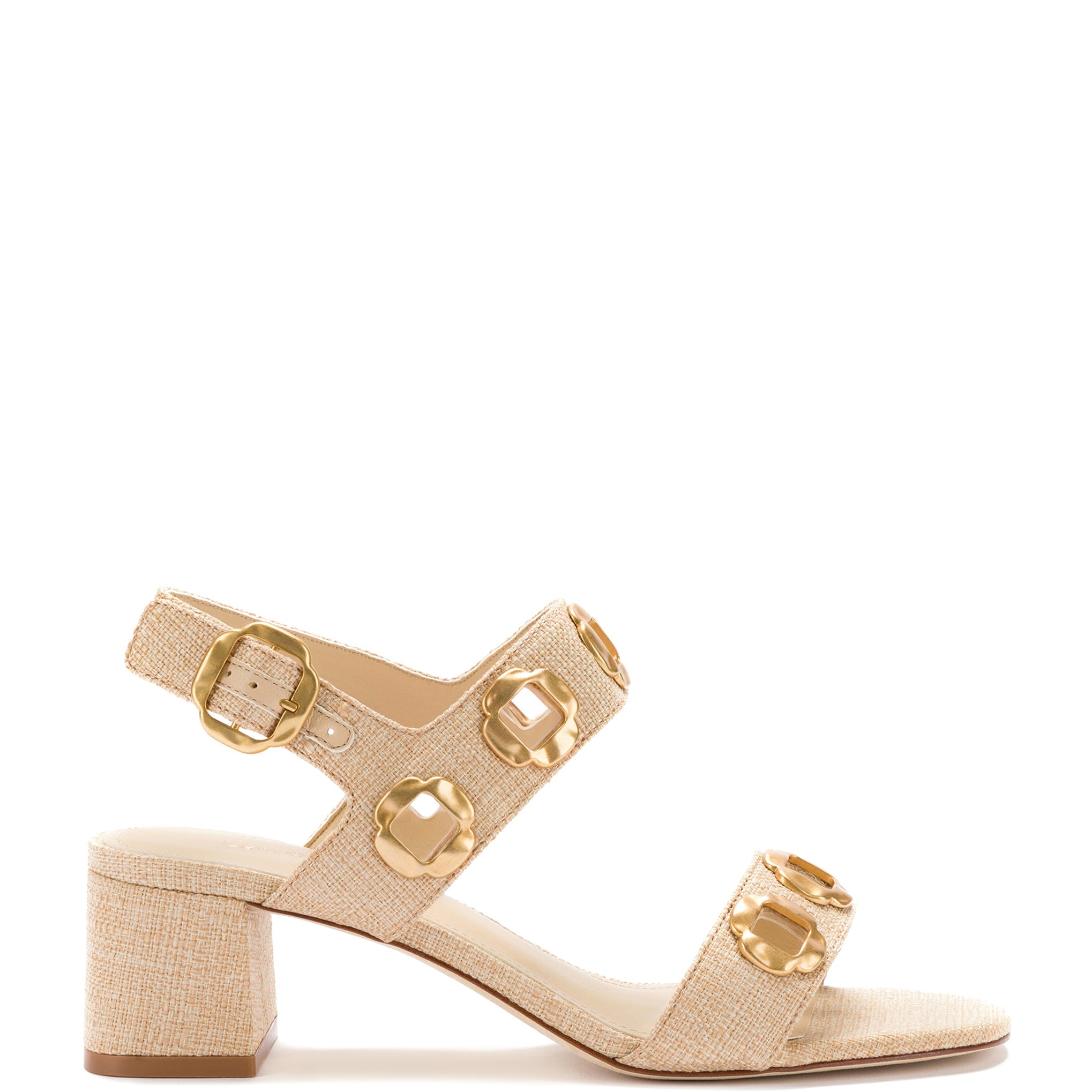 Milan Sandal In Beige Raffia by Larroudé