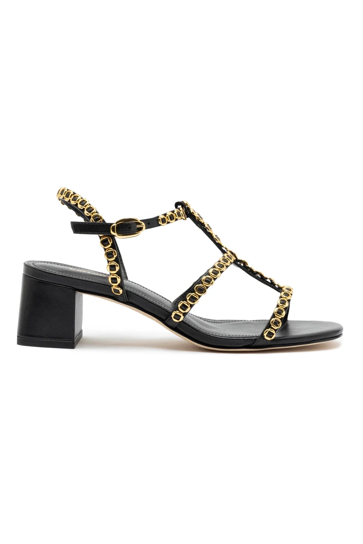 Milanina Block Sandal In Black Leather by Larroudé
