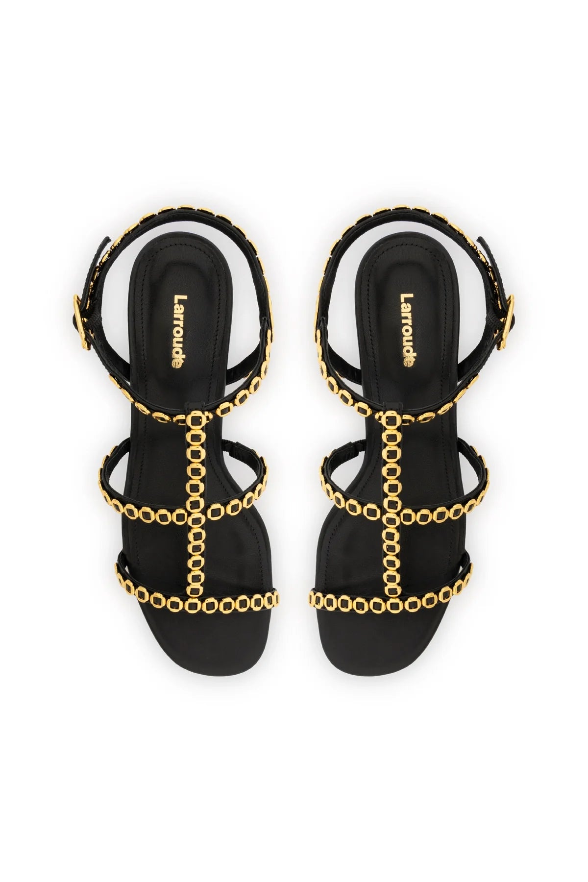 Milanina Block Sandal In Black Leather by Larroudé