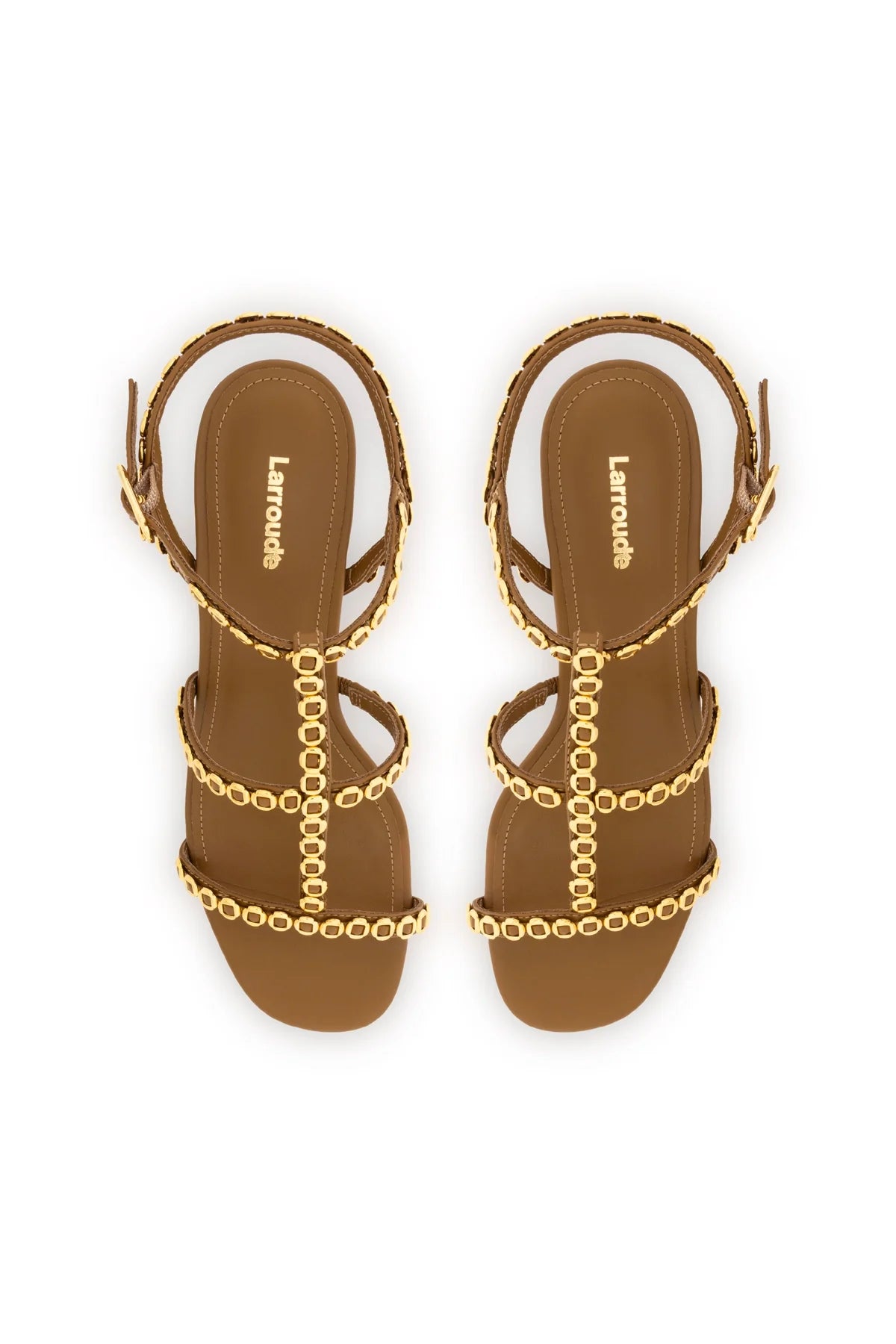 Milanina Block Sandal In Russet Leather by Larroudé