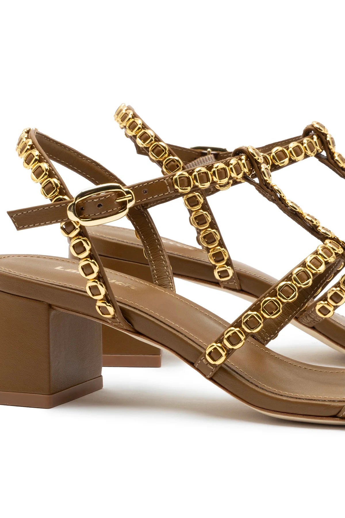 Milanina Block Sandal In Russet Leather by Larroudé