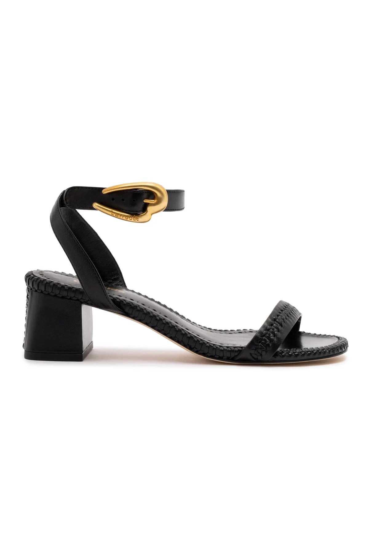 Verona Block Sandal In Black Leather by Larroudé