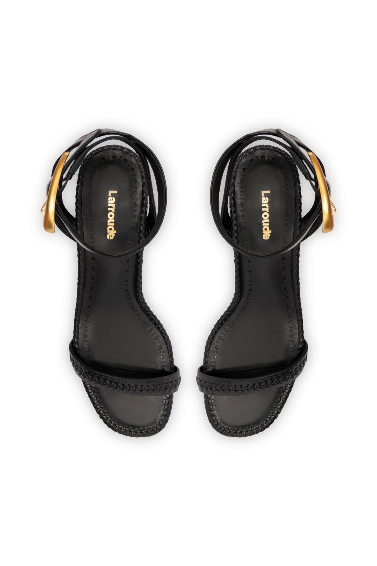 Verona Block Sandal In Black Leather by Larroudé