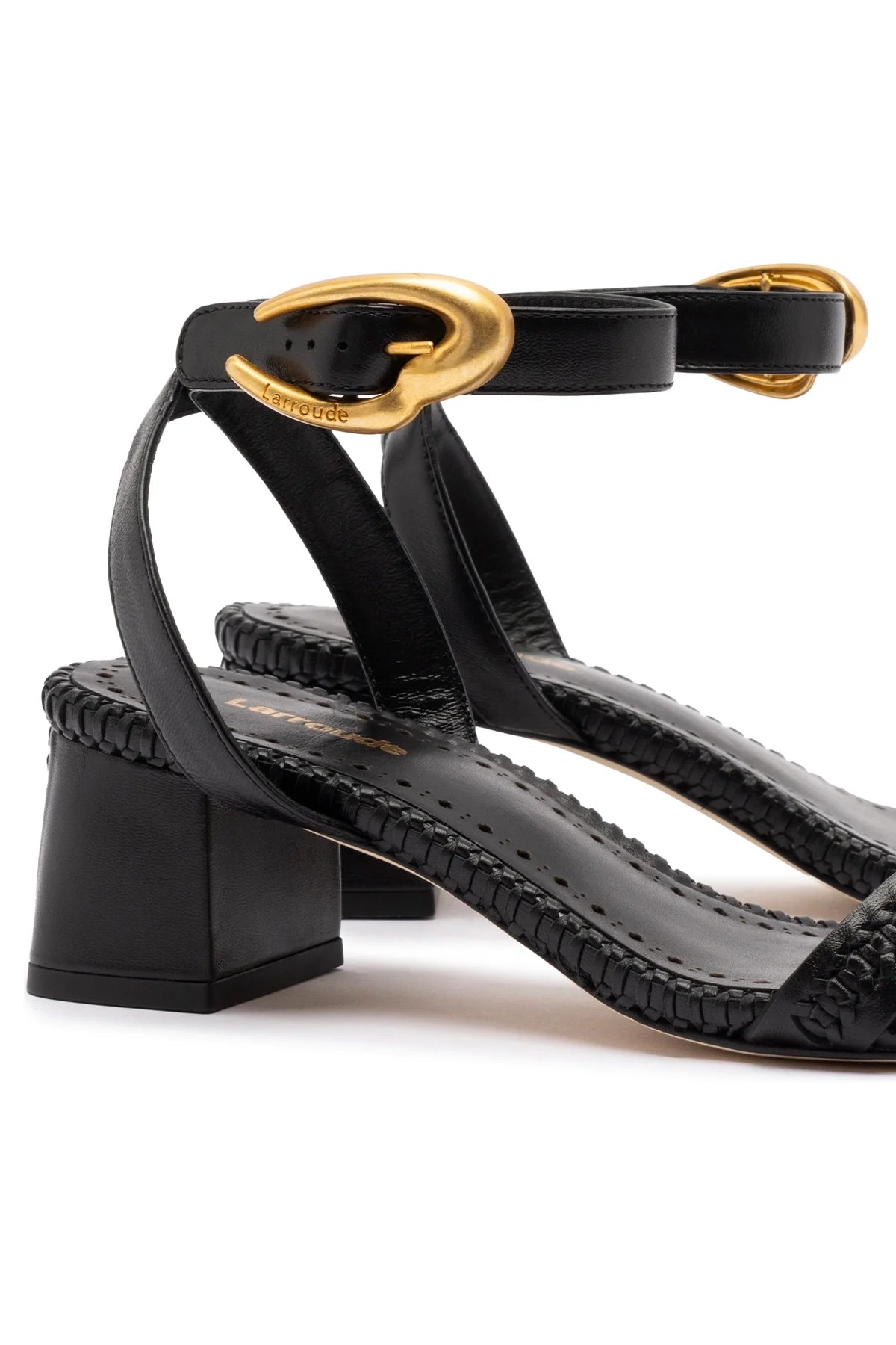 Verona Block Sandal In Black Leather by Larroudé