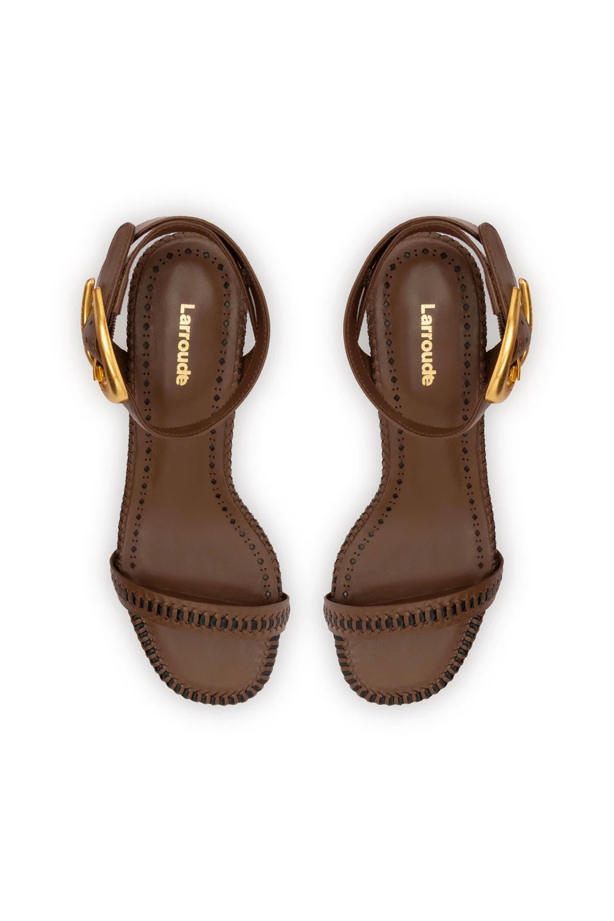 Verona Block Sandal In Burnt Umber Leather by Larroudé