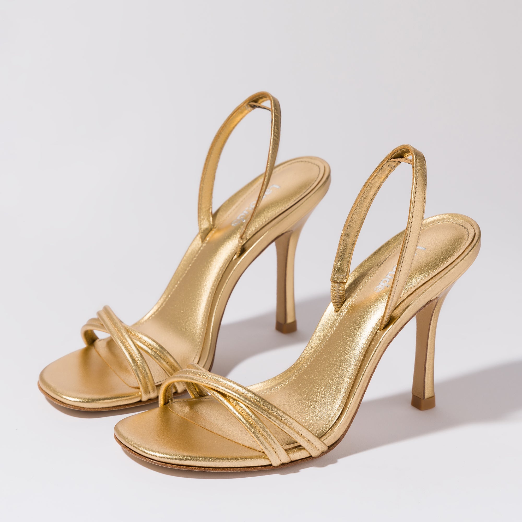 Annie Sandal In Gold Metallic Leather by Larroudé