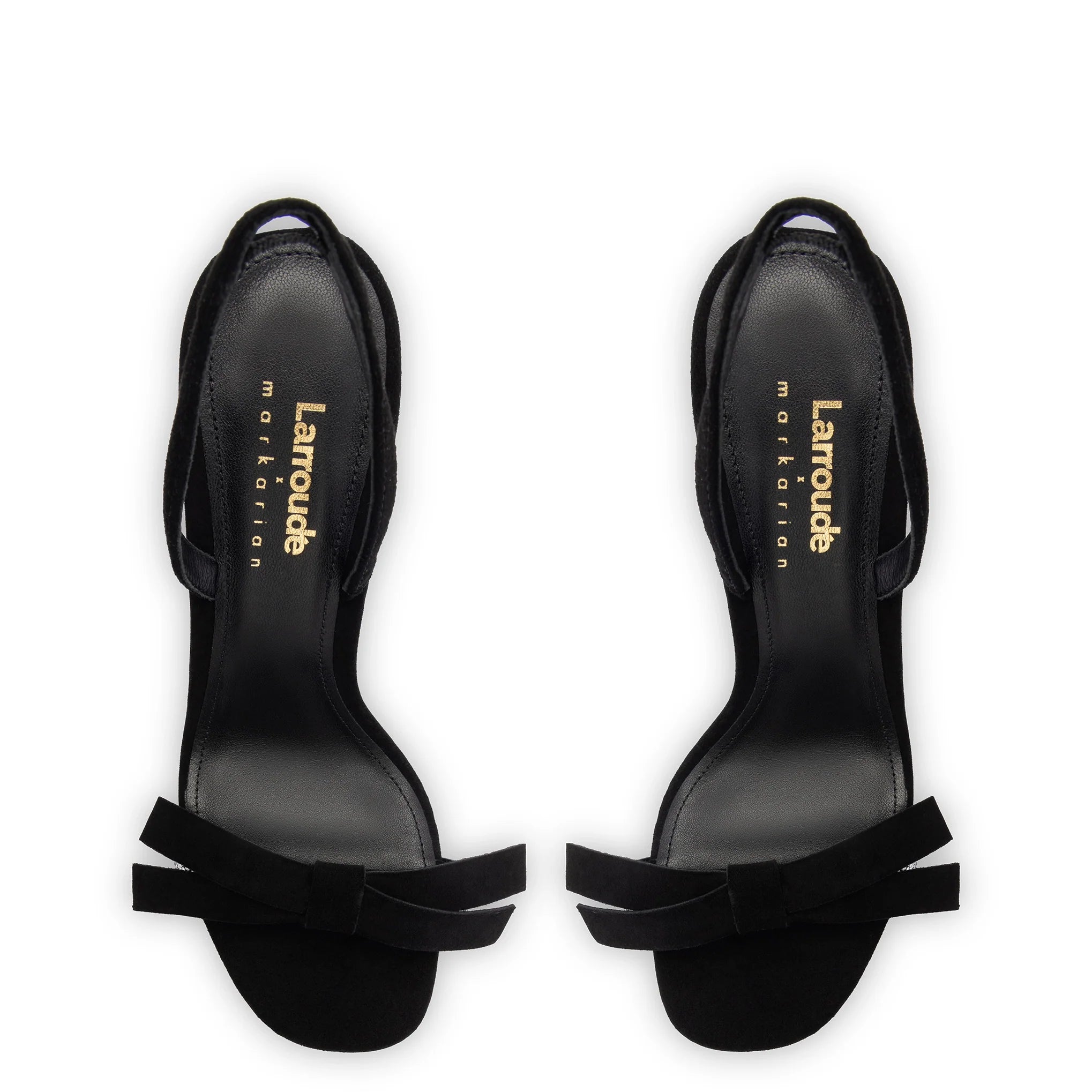 Larroudé x Markarian Sandal In Black Suede and Crystals by Larroudé