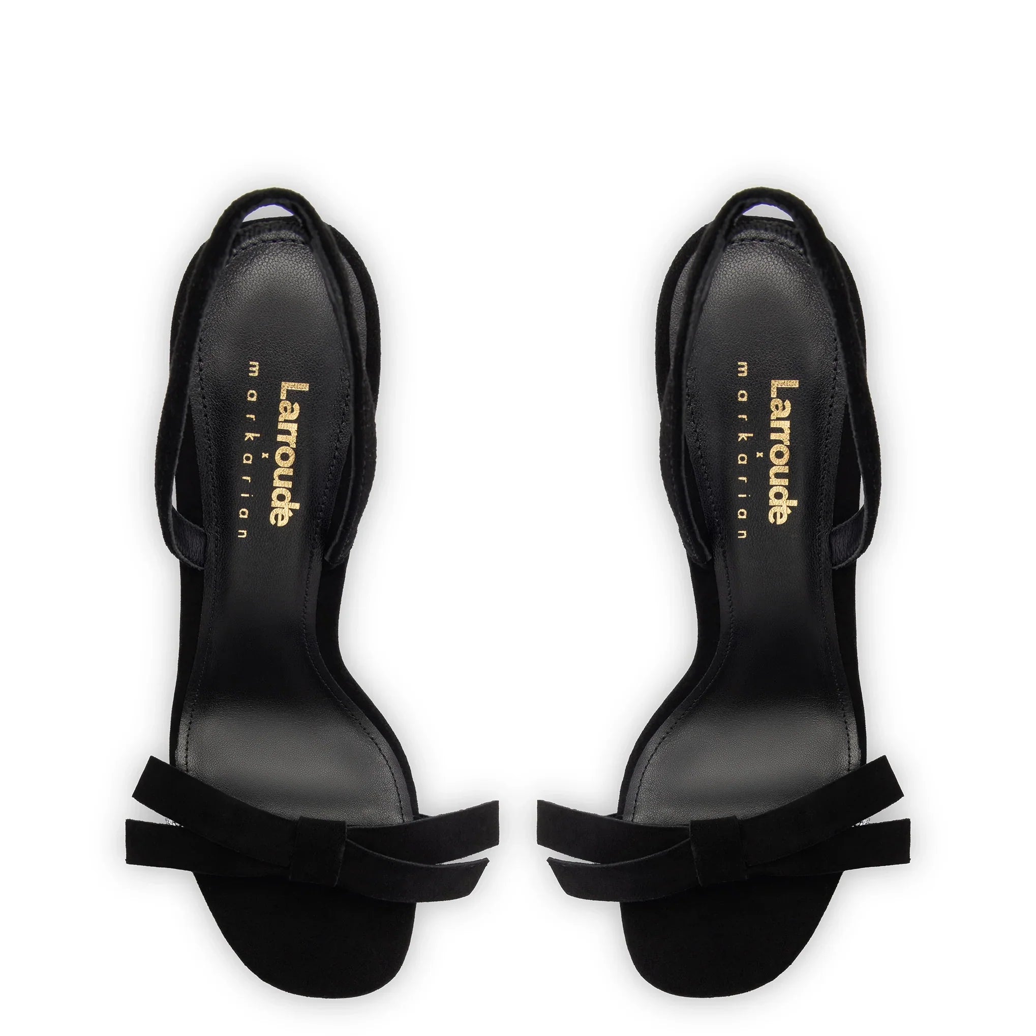 Larroudé x Markarian Sandal In Black Suede and Crystals by Larroudé