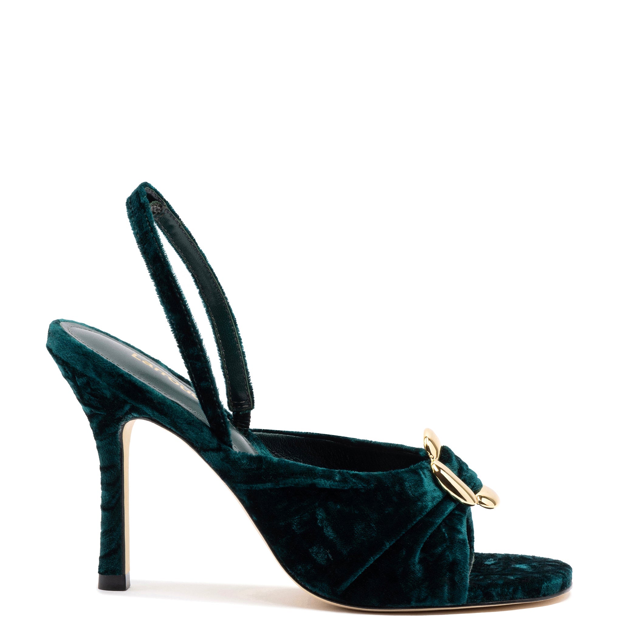 Mayfair Sandal In Jungle Velvet by Larroudé