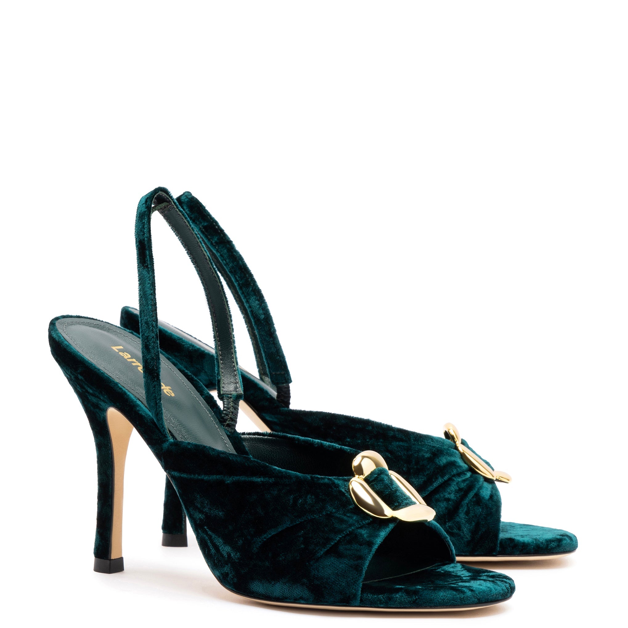 Mayfair Sandal In Jungle Velvet by Larroudé