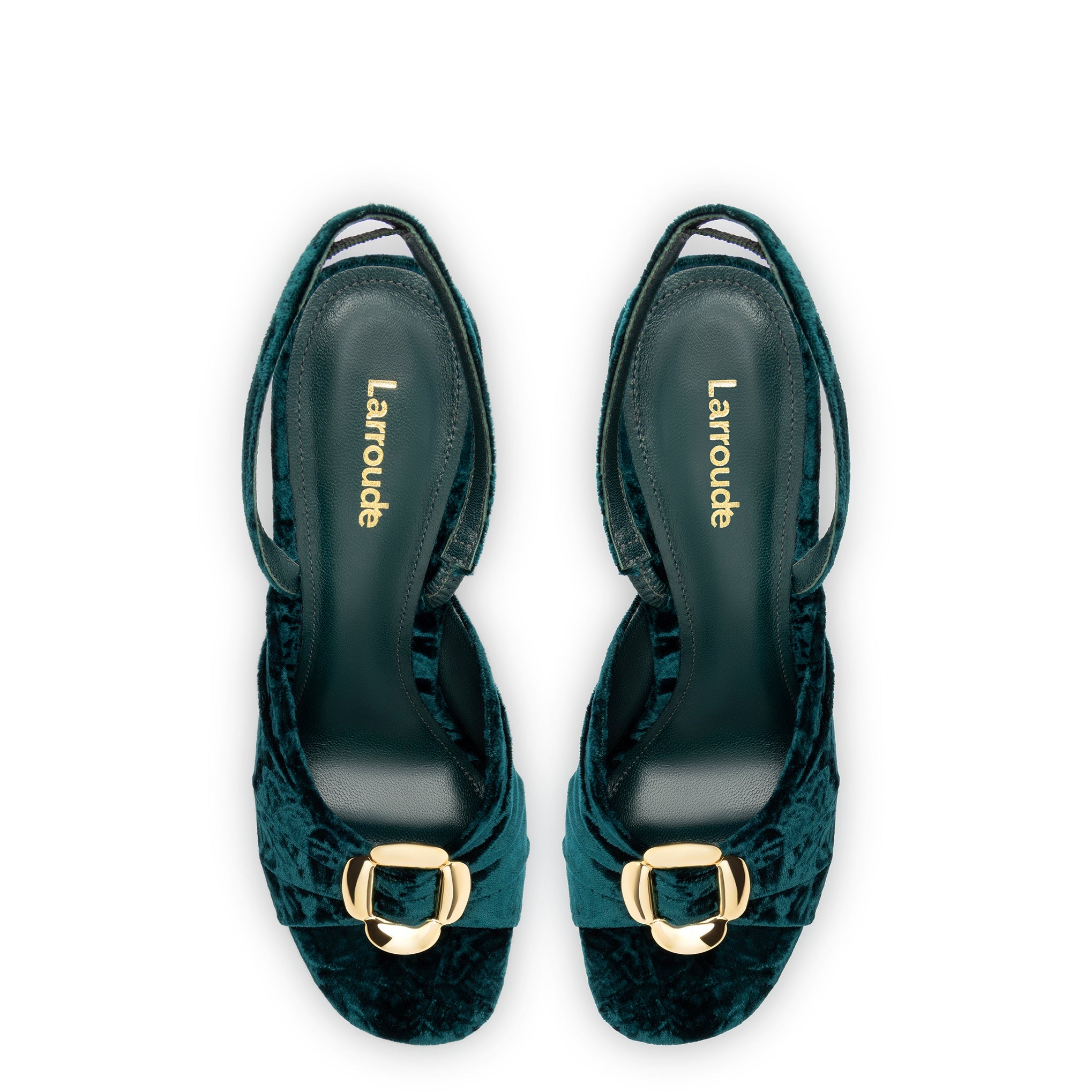 Mayfair Sandal In Jungle Velvet by Larroudé