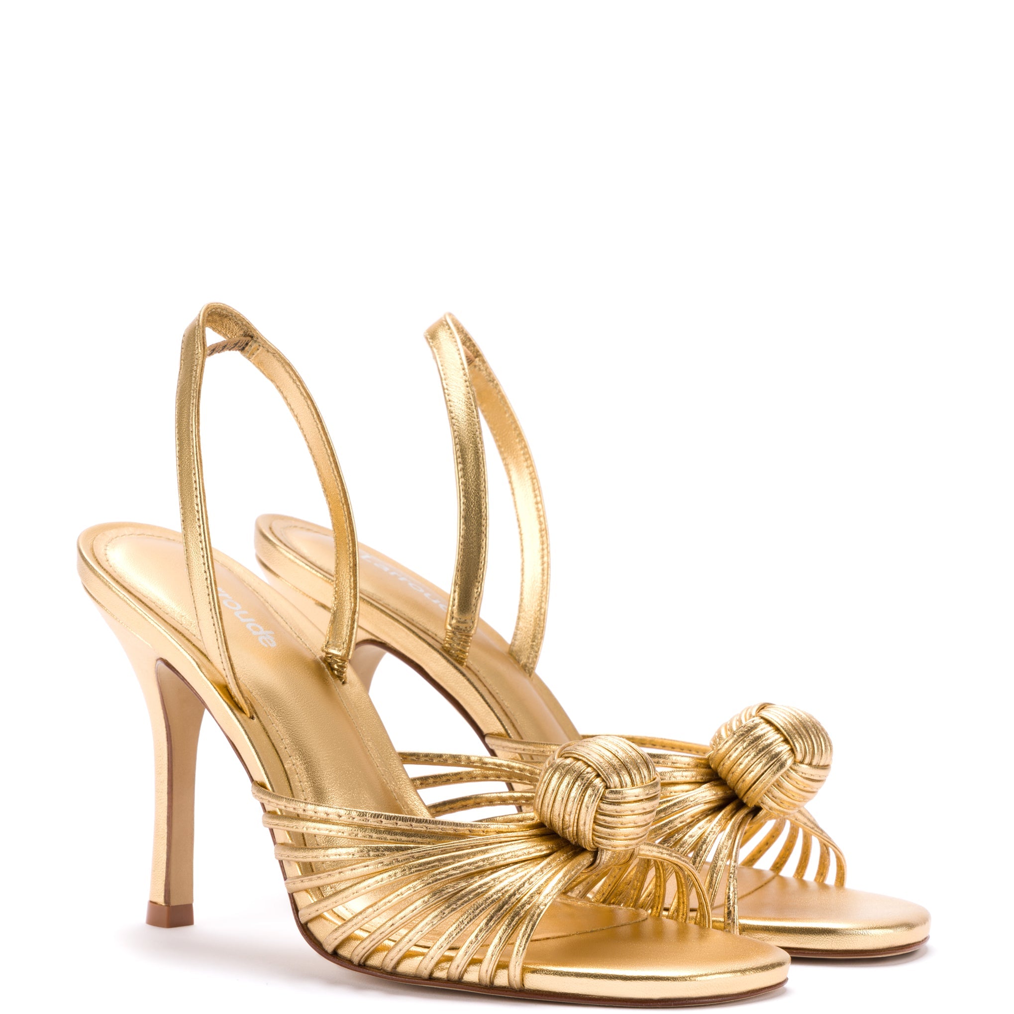 Valerie Slingback Sandal In Gold Metallic Leather by Larroudé